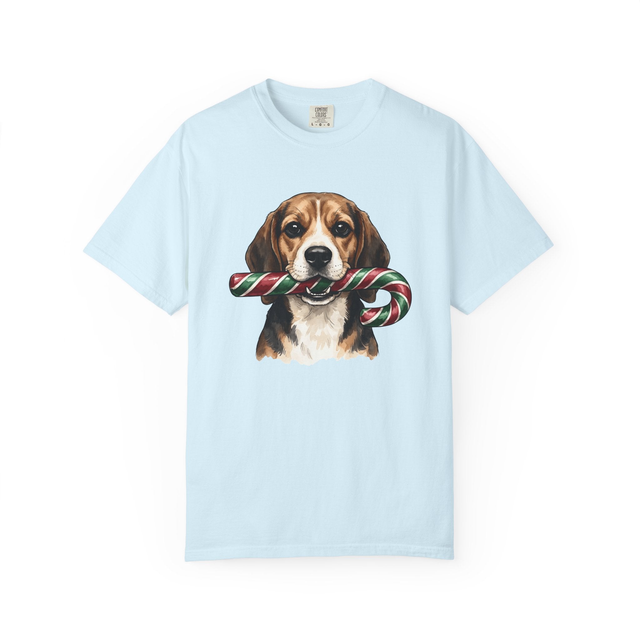 Beagle Dog Shirt Dog Christmas Gift Women Watercolor Tee Hound T-Shirt Dog Fan Watercolour Tshirt Winter Graphic Hand Drawn Candy Cane