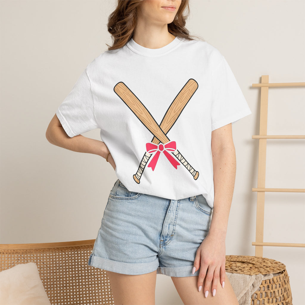 Baseball Bats Shirt Sports Ballgame Gift Women Hand Drawn Tee Baseball Bat T-Shirt Athlete Fan Baseball Tee Illustration Graphic Softball