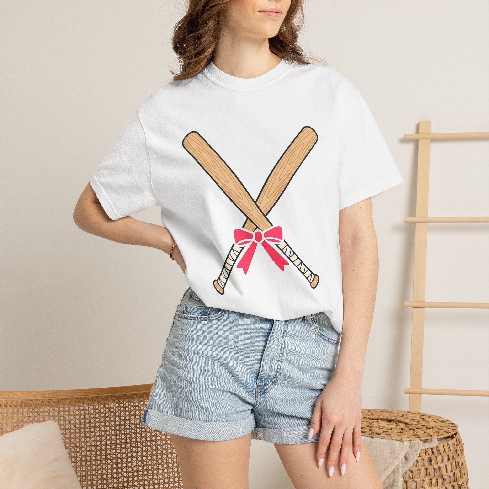 Baseball Bats Shirt Sports Ballgame Gift Women Hand Drawn Tee Baseball Bat T-Shirt Athlete Fan Baseball Tee Illustration Graphic Softball