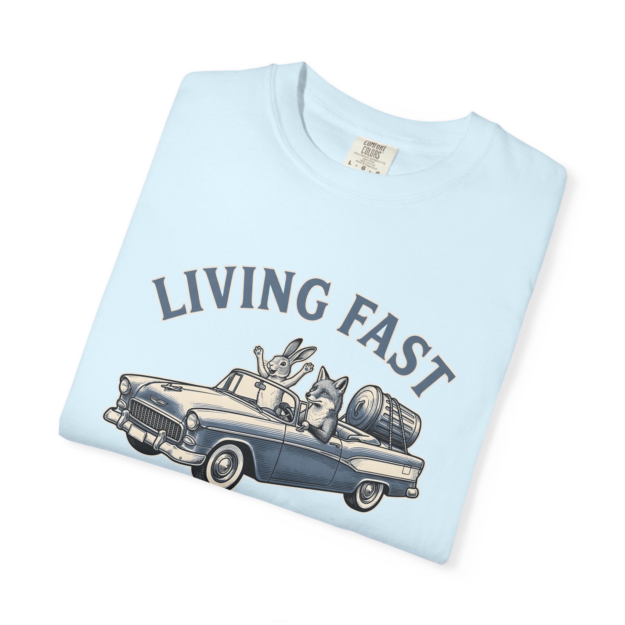 Fox Rabbit Automobile Shirt Animal Joke Gift Women Hand Drawn Tee Car T-Shirt Pet Fan Illustrated Graphic Cartoon Trash Bin Tshirt