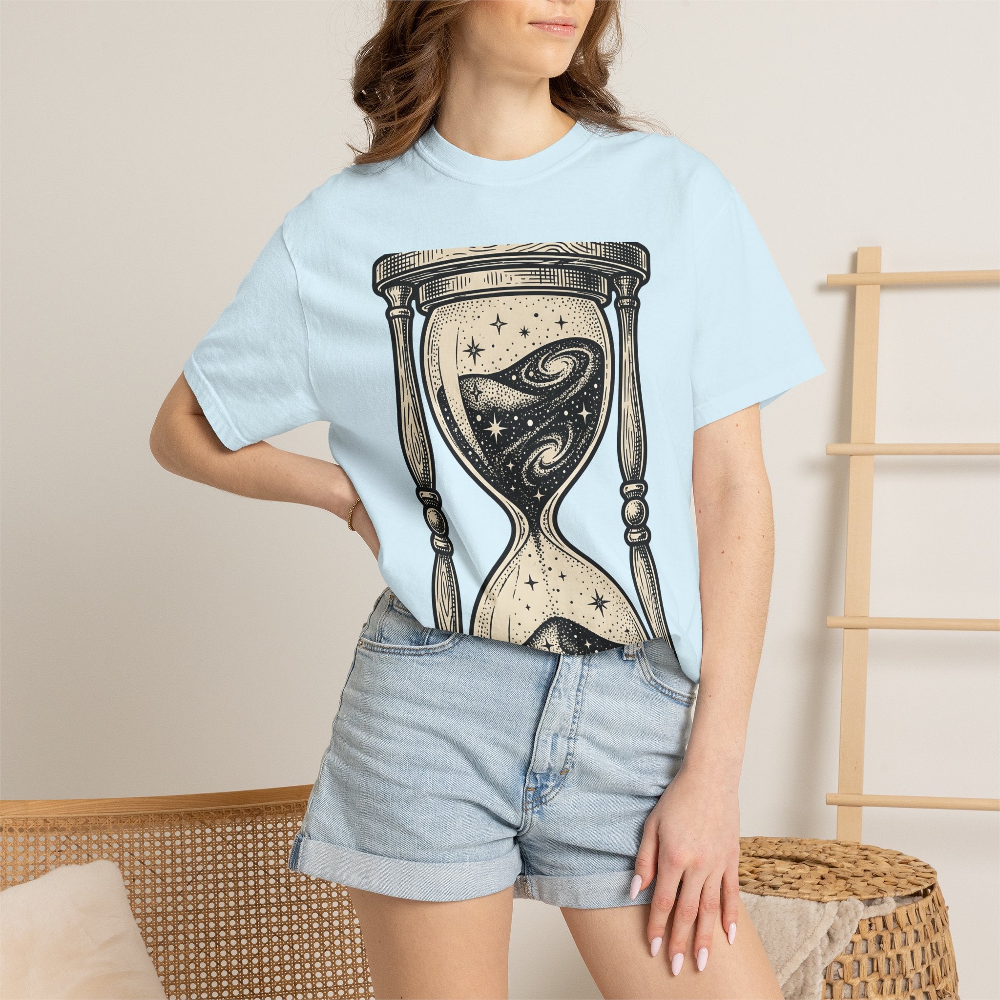 Hourglass Nebula Shirt Space Horoscopes Gift Women Drawing Tee Engraved Hourglass Space Fan Nebula Tshirt Astrology Graphic Classic Stars