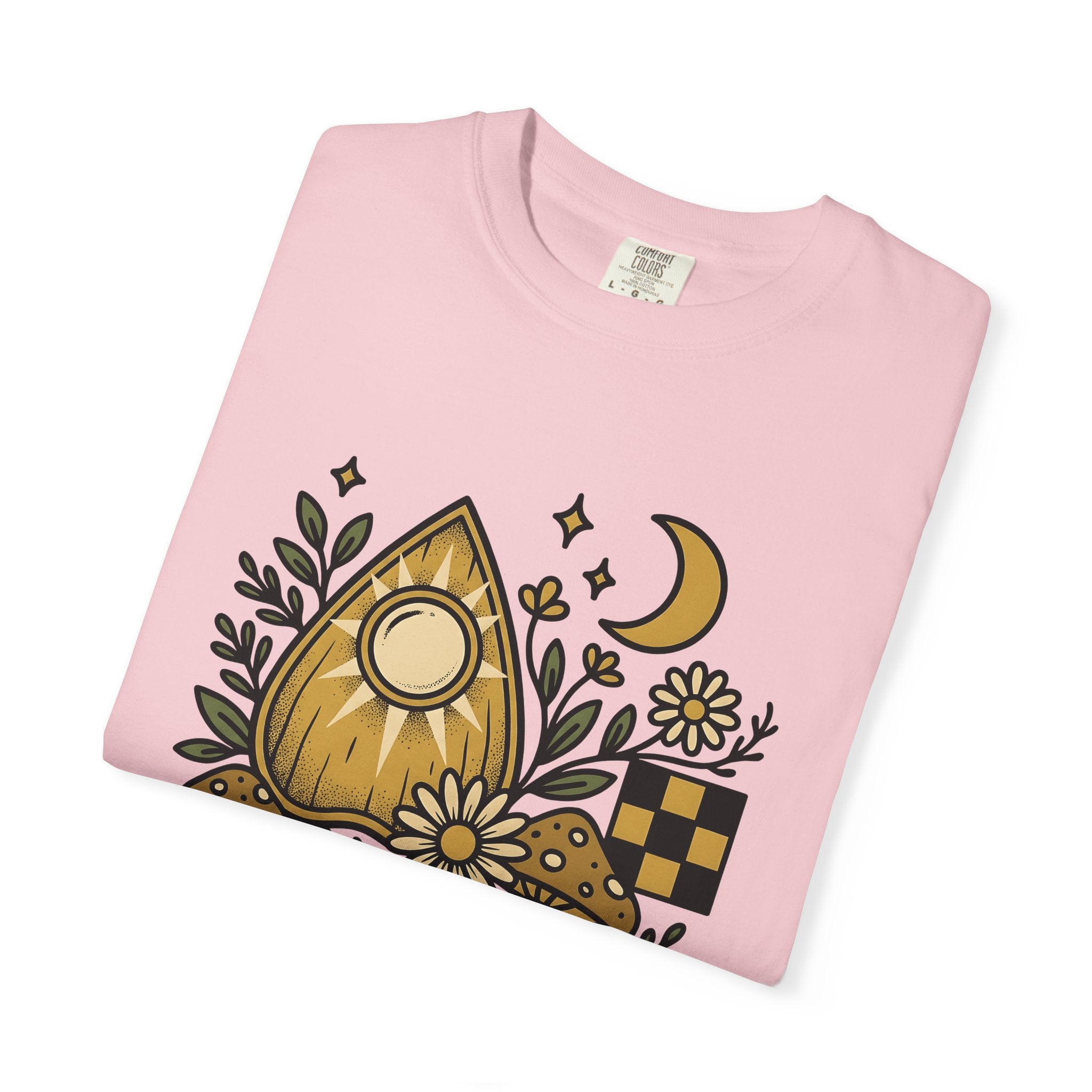 Spirit Board Flowers Shirt Boho Chic Astrology Gift Women Primitive Tee Ouija Flowers T-Shirt Bohemian Enthusiast Naive Tshirt Zodiac