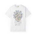Anatomical Heart Floral Shirt Boho Chic Spiritual Gift Women Line Art Tee Heart T-Shirt Bohemian Enthusiast Illustrative Tshirt Mystical