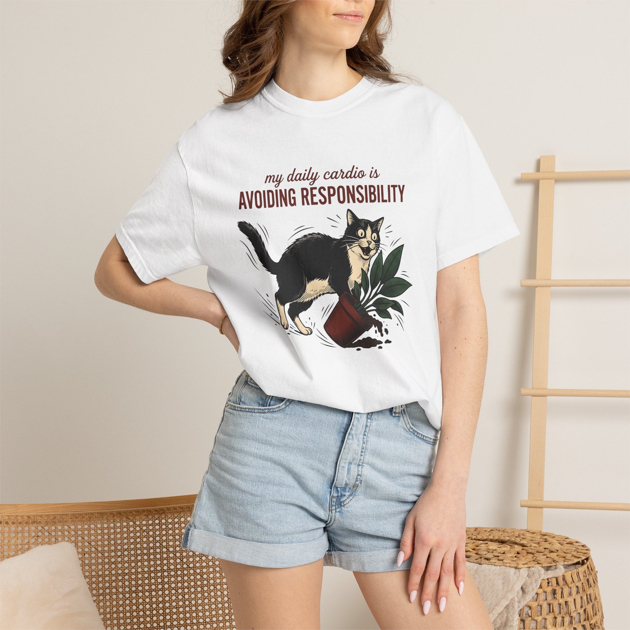 Tuxedo Cat Shirt Cat Humor Gift Women Vintage Tee Cat T-Shirt Cat Fan Retro Tshirt Funny Graphic Hand Drawn Houseplant Tshirt