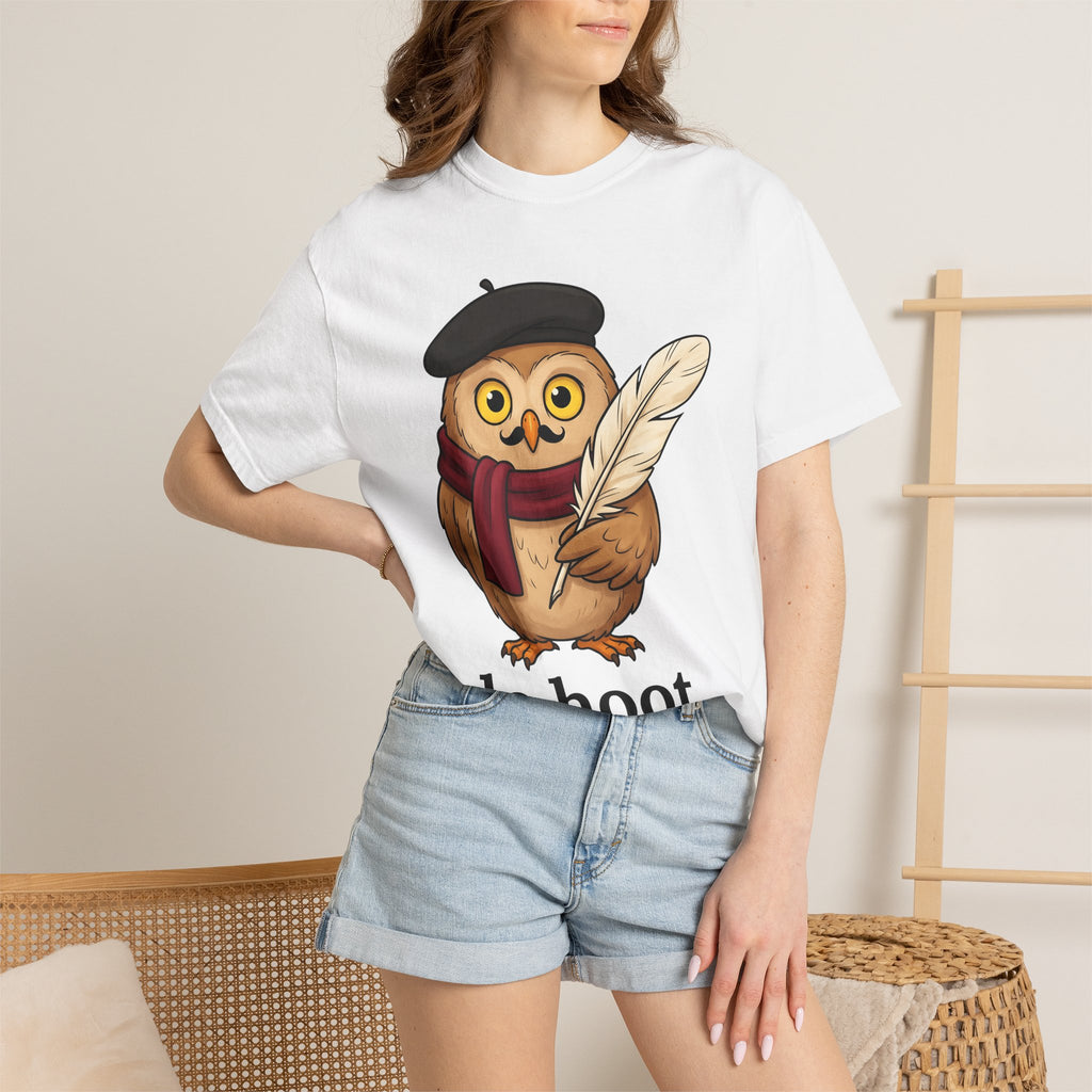 French Owl Shirt Funny Pet Gift Women Line Art Tee Owl T-Shirt Humor Fan Owl Tshirt Pet Graphic Hand Drawn Wing Plume Tshirt