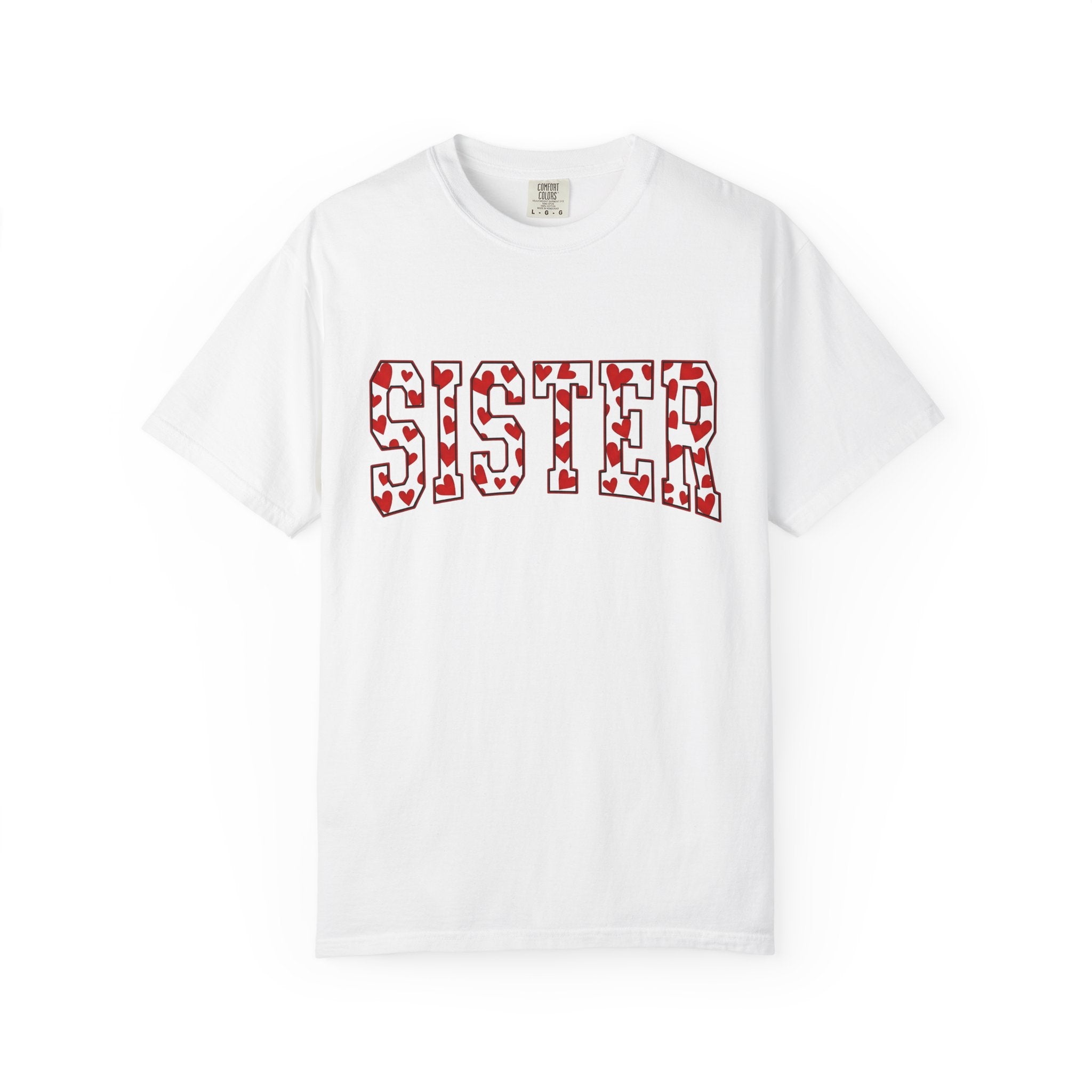 Heart Pattern Text Shirt St. Valentine's Day Family Gift Women Playful Tee Typography T-Shirt Valentine Fan Whimsical Tshirt Clan Graphic