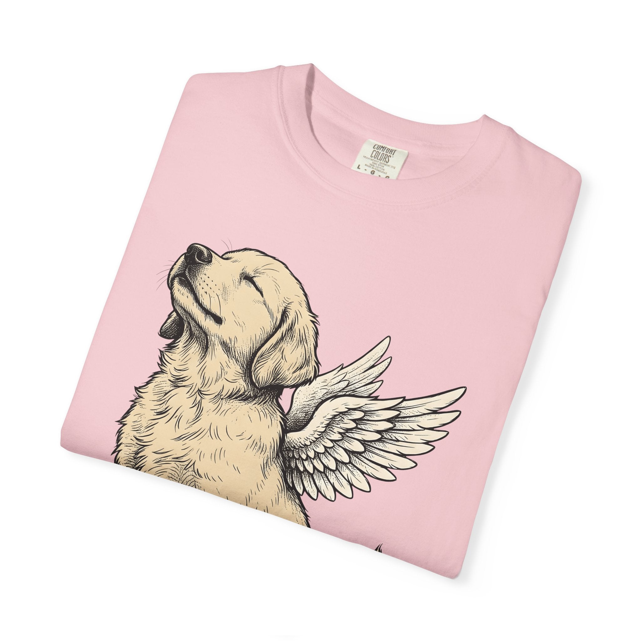 Angel Dog Shirt Dog Angel Gift Women Hand Drawn Tee Puppy T-Shirt Dog Fan Canine Tshirt Spiritual Graphic Vintage Wings Tshirt