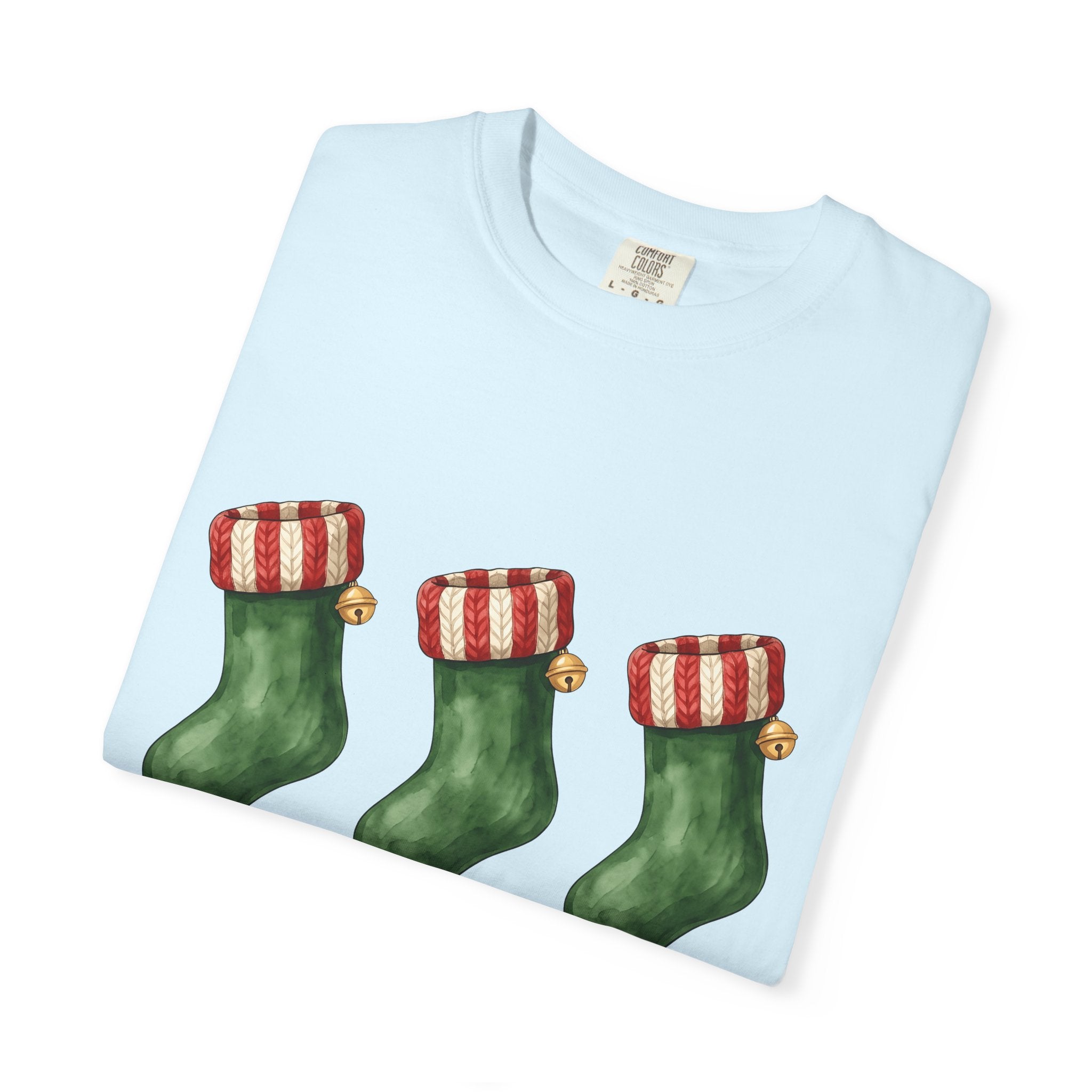 Holiday Stocking Shirt Christmas Winter Gift Women Painted Tee Stocking T-Shirt Xmas Fan Handpainted Tshirt Frosty Graphic Ink Drawing