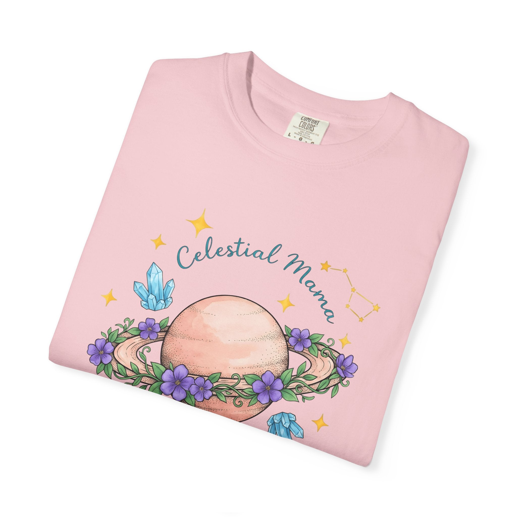 Flower Planet Shirt Boho Chic Astrology Gift Women Fantasy Tee Galaxy T-Shirt Bohemian Enthusiast Mystical Tshirt Zodiac Graphic Brushstroke