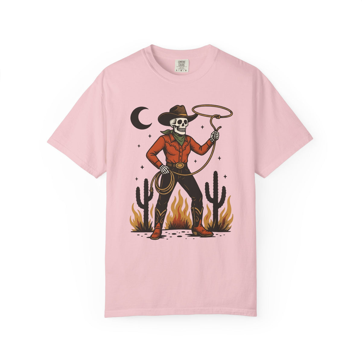 Skeleton Cowboy Shirt Halloween Cowboy Gift Women Vintage Tee Skeleton T-Shirt Horror Fan Retro Tshirt Cowboy Graphic Western Cactus Tshirt