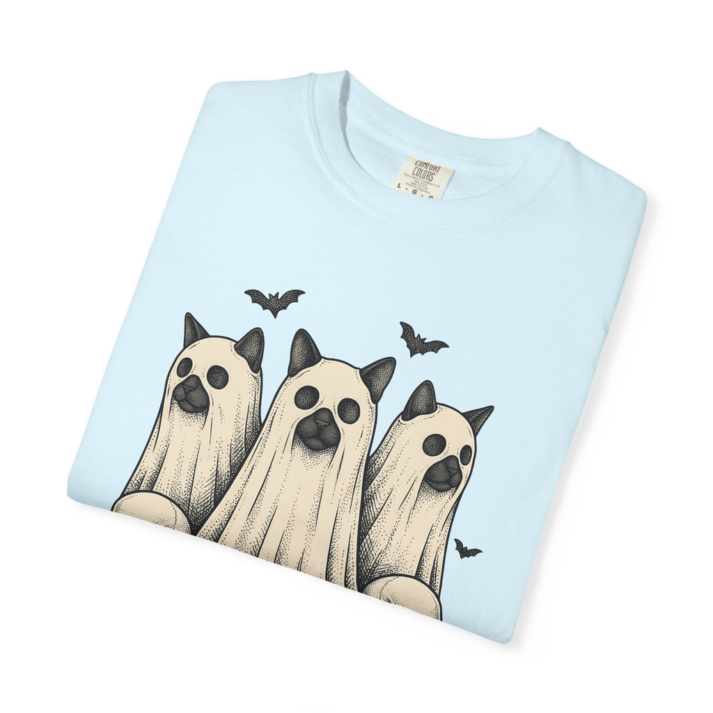 Phantom Cats Shirt Halloween Pet Gift Women Classic Tee Ghost Cats T-Shirt Halloween Fan Spooky Tshirt Animal Graphic Doodle Bones Tshirt