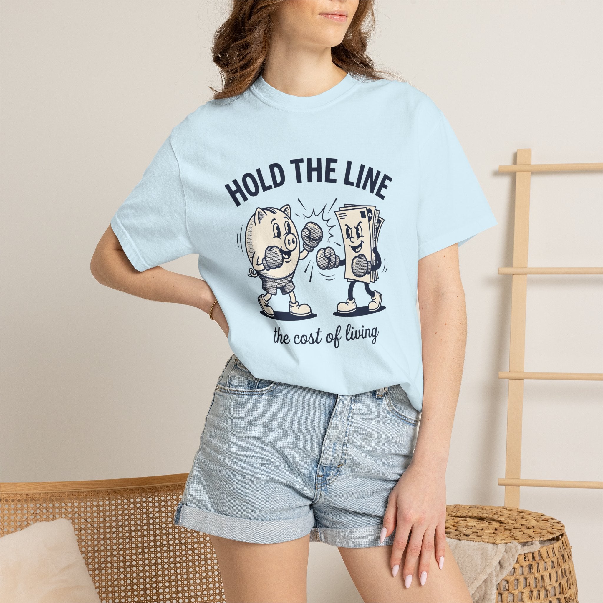 Piggy Bank Fight Shirt Funny Money Gift Women Hand Drawn Tee Bank Battle T-Shirt Humor Fan Illustrated Tshirt Finance Graphic Sketch Cash