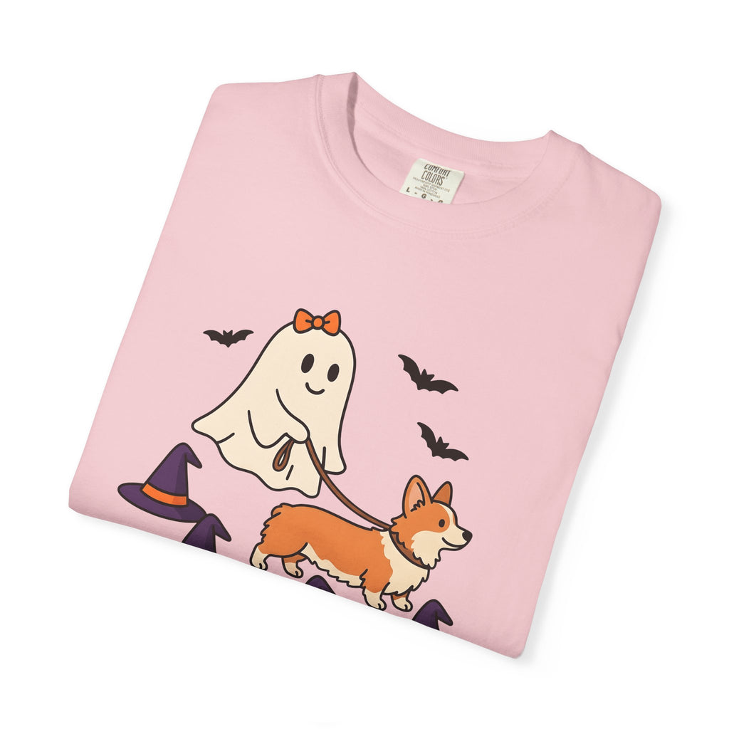 Corgi Ghost Dog Shirt Dog Spooky Gift Women Adorable Tee Pembroke Welsh Corgi T-Shirt Dog Fan Cute Tshirt Horror Graphic Comic Witch Hat