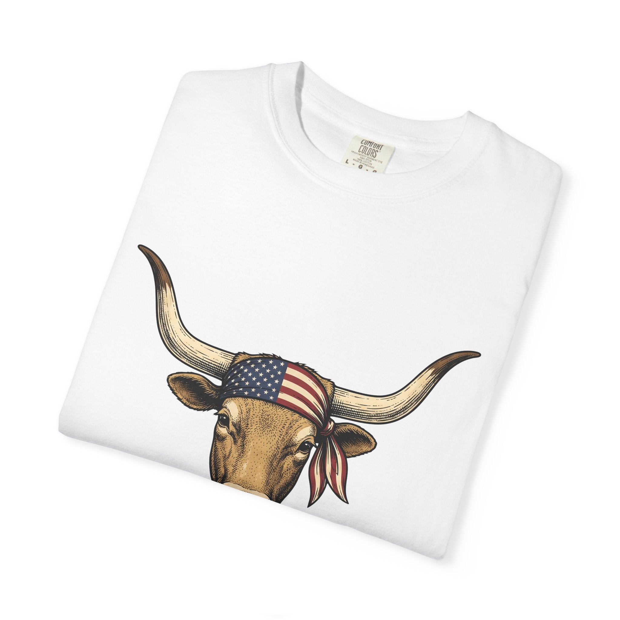 Steer Cattle Shirt 4th Of July Rodeo Gift Women Hand Sketched Tee Cowboy T-Shirt Independence Day Fan Cowboy Tshirt Rodeo Graphic Line Art