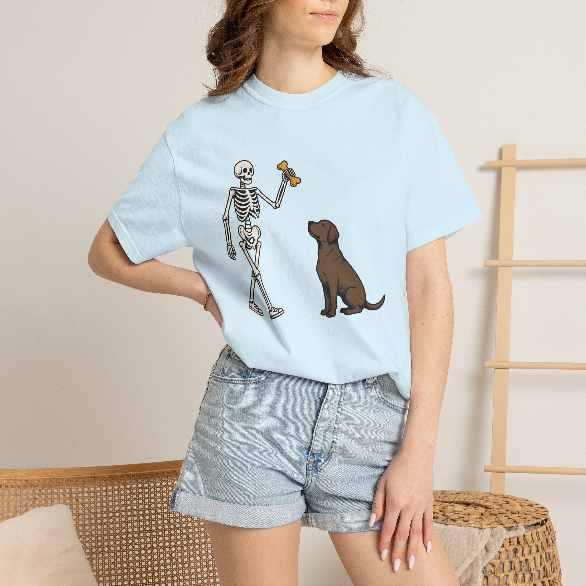 Bony Dog Shirt Dog Scary Gift Women Animated Tee Hound T-Shirt Dog Fan Cartoon Tshirt Spooky Graphic Old School Chew Bone Tshirt