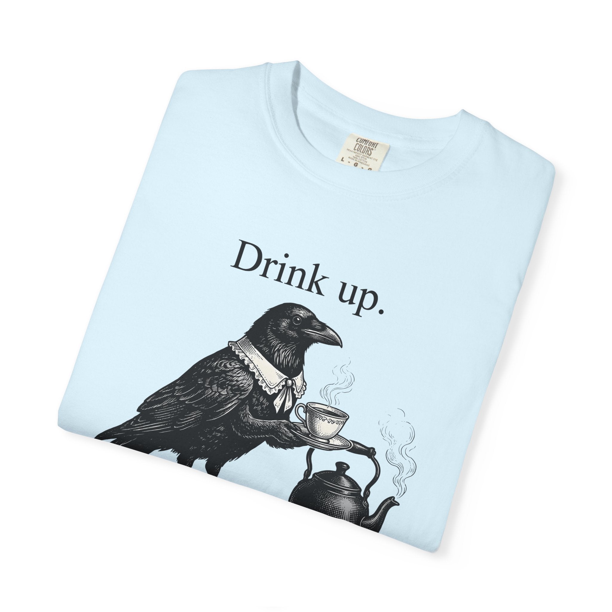 Crow Tea Shirt Funny Dark Gift Women Retro Tee Tea T-Shirt Humor Fan Vintage Tshirt Gothic Graphic Sketch Kettle Tshirt
