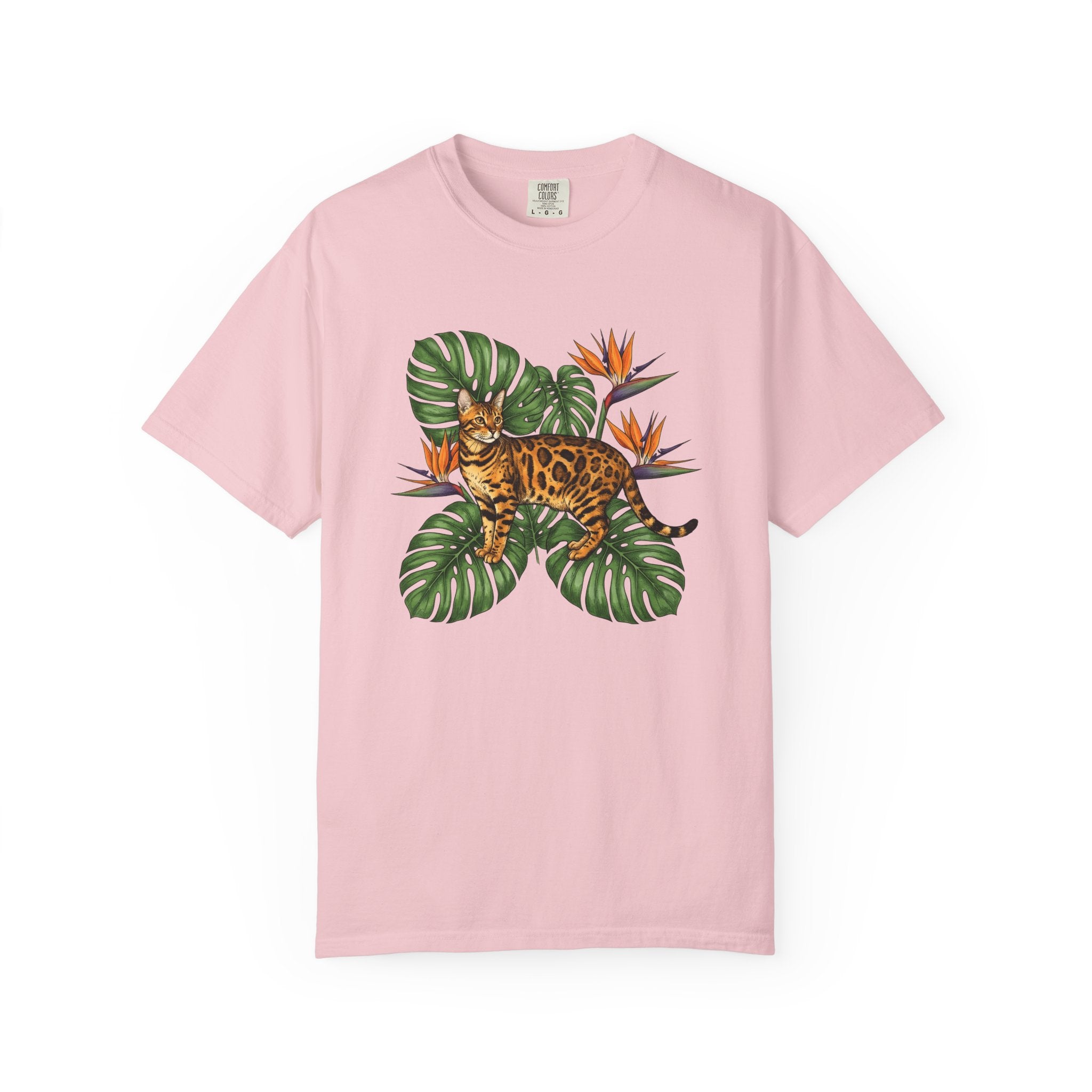 Bengal Kitten Shirt Cat Rainforest Gift Women Floral Tee Kitten T-Shirt Cat Fan Fancy Tshirt Jungle Graphic Retro Tropical Leaves Tshirt