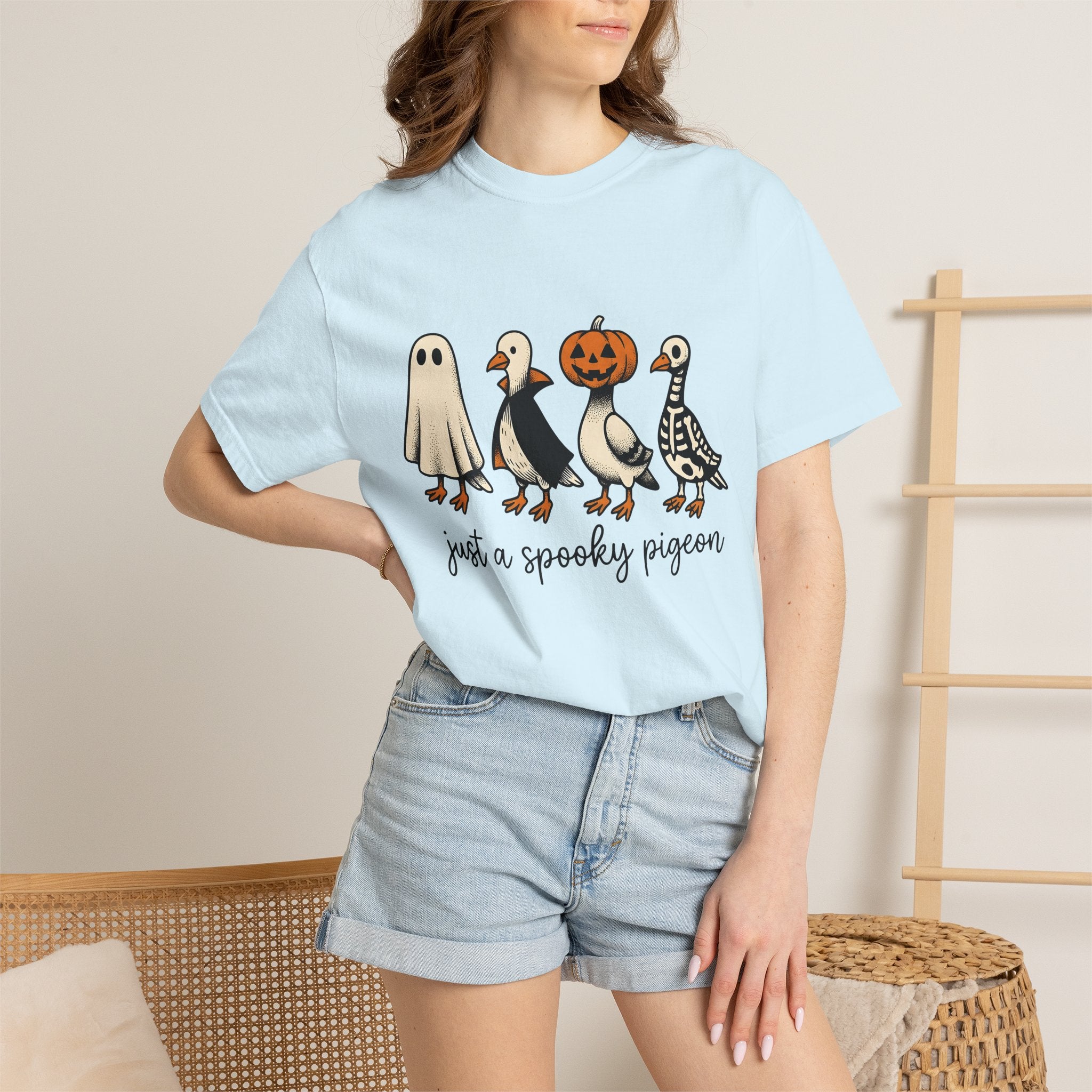 Dove Outfits Shirt Halloween Creatures Gift Women Animated Tee Pigeon T-Shirt Horror Fan Cartoon Tshirt Monster Graphic Sketch Halloween
