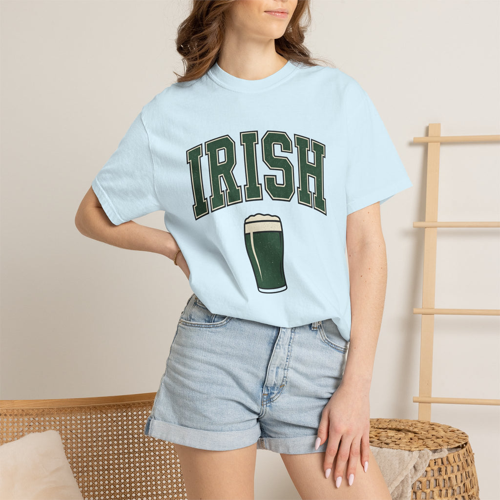Pint Glass Shirt St Patrick's Day Liquor Gift Women Hand Drawn Tee Beer Glass T-Shirt Shamrock Fan Illustrated Tshirt Cocktail Graphic