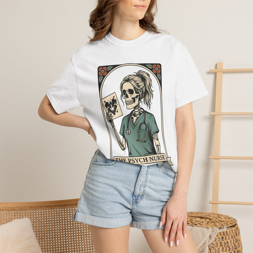 Skull Nurse Shirt Nurse Healthcare Gift Women Traditional Tee Skull T-Shirt Nursing Enthusiast Classic Tshirt Medical Graphic Retro Ink