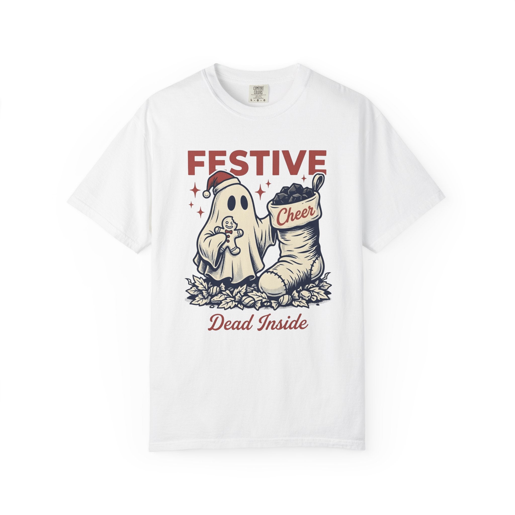 Ghost Santa Hat Shirt Christmas Humor Gift Women Vintage Tee Santa Hat T-Shirt Christmas Fan Santa Hat Tshirt Comedy Graphic Retro Christmas