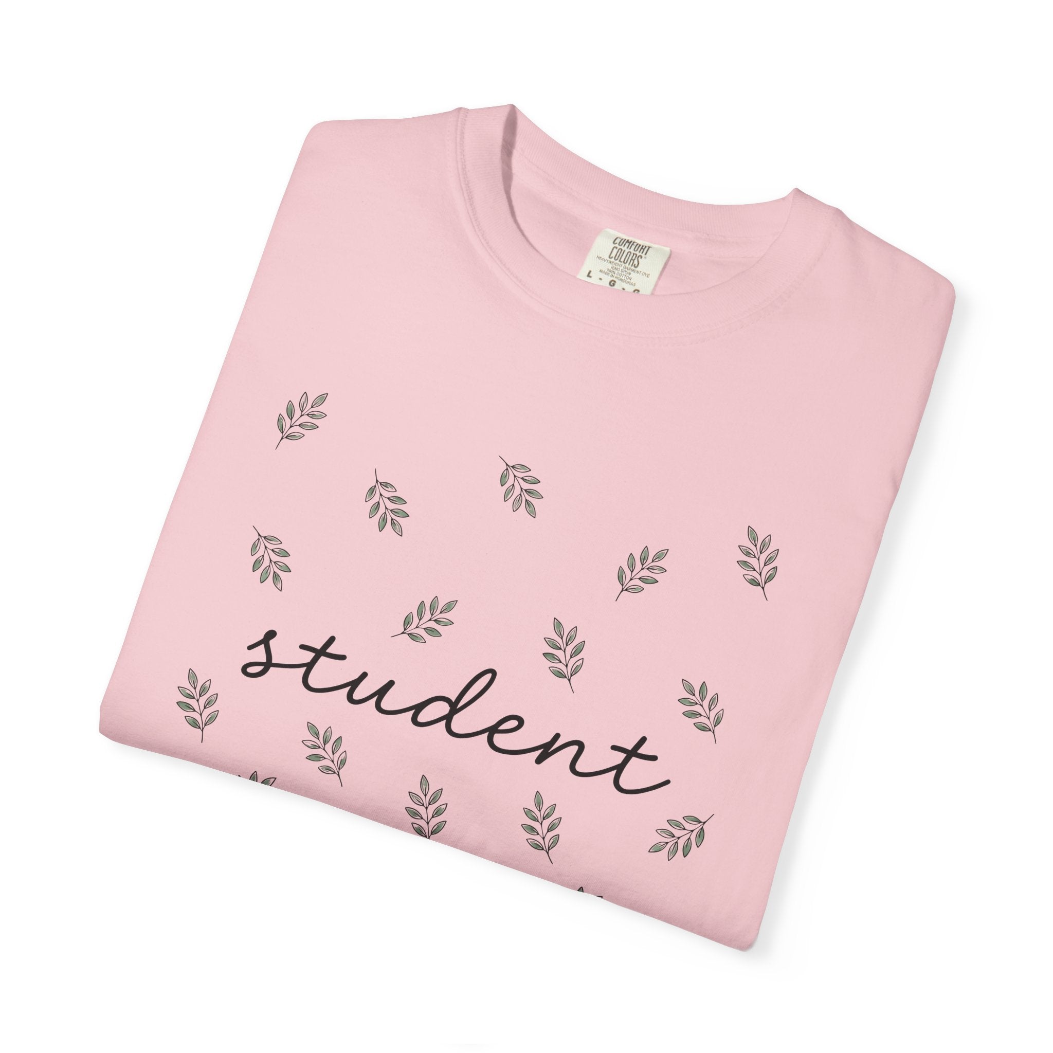 Green Leaf Print Shirt Student Teaching Gift Women Plain Tee Leaf T-Shirt Learner Enthusiast Simple Tshirt Educator Graphic Trendy Greenery