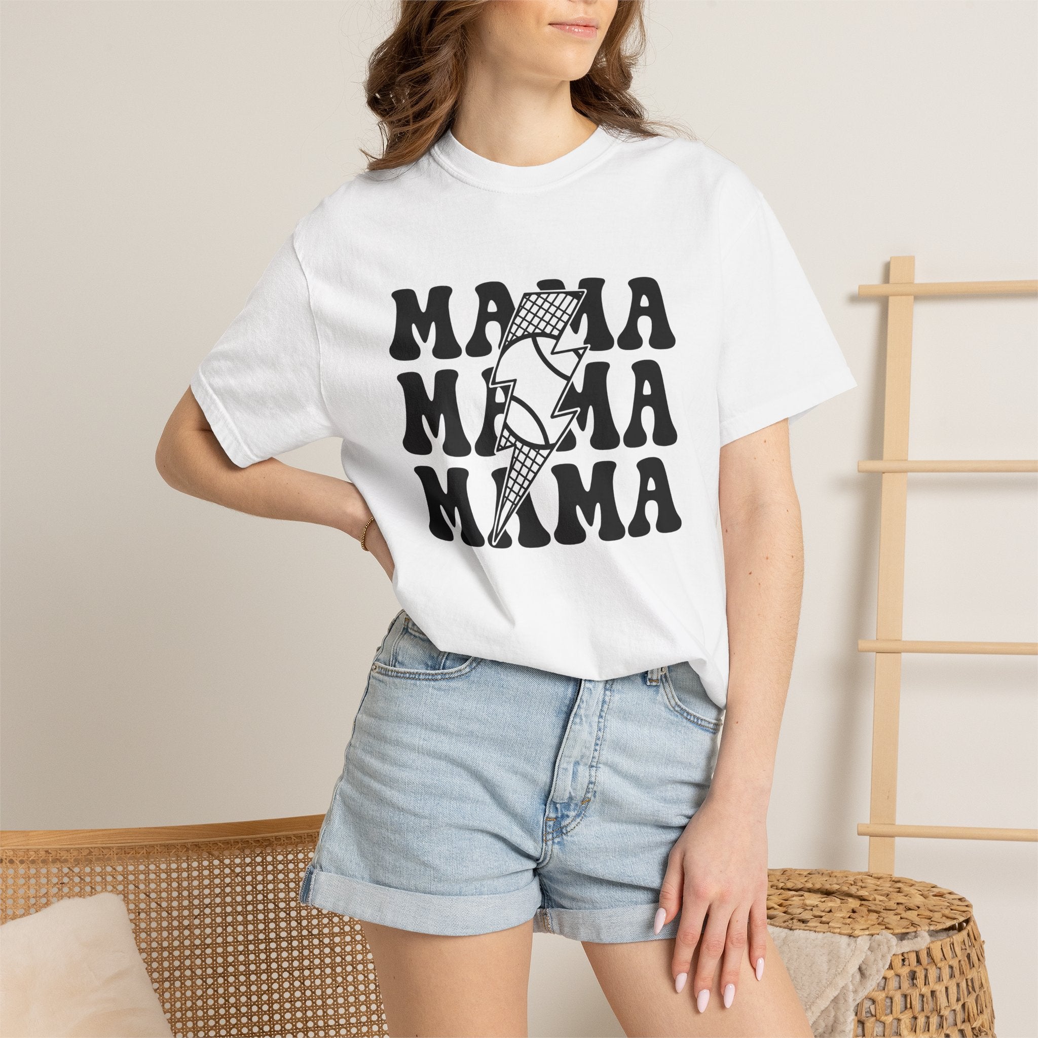 Power Bolt Shirt Moms Kin Gift Women Old School Tee Bolt T-Shirt Mom Fan Vintage Tshirt Family Graphic Thick Mesh Tshirt