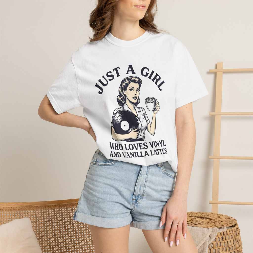 Nostalgic Female Coffee Disc Shirt Coffee Tunes Gift Women Antique Tee Coffee Saucer T-Shirt Java Fan Vintage Tshirt Music Graphic Cartoon