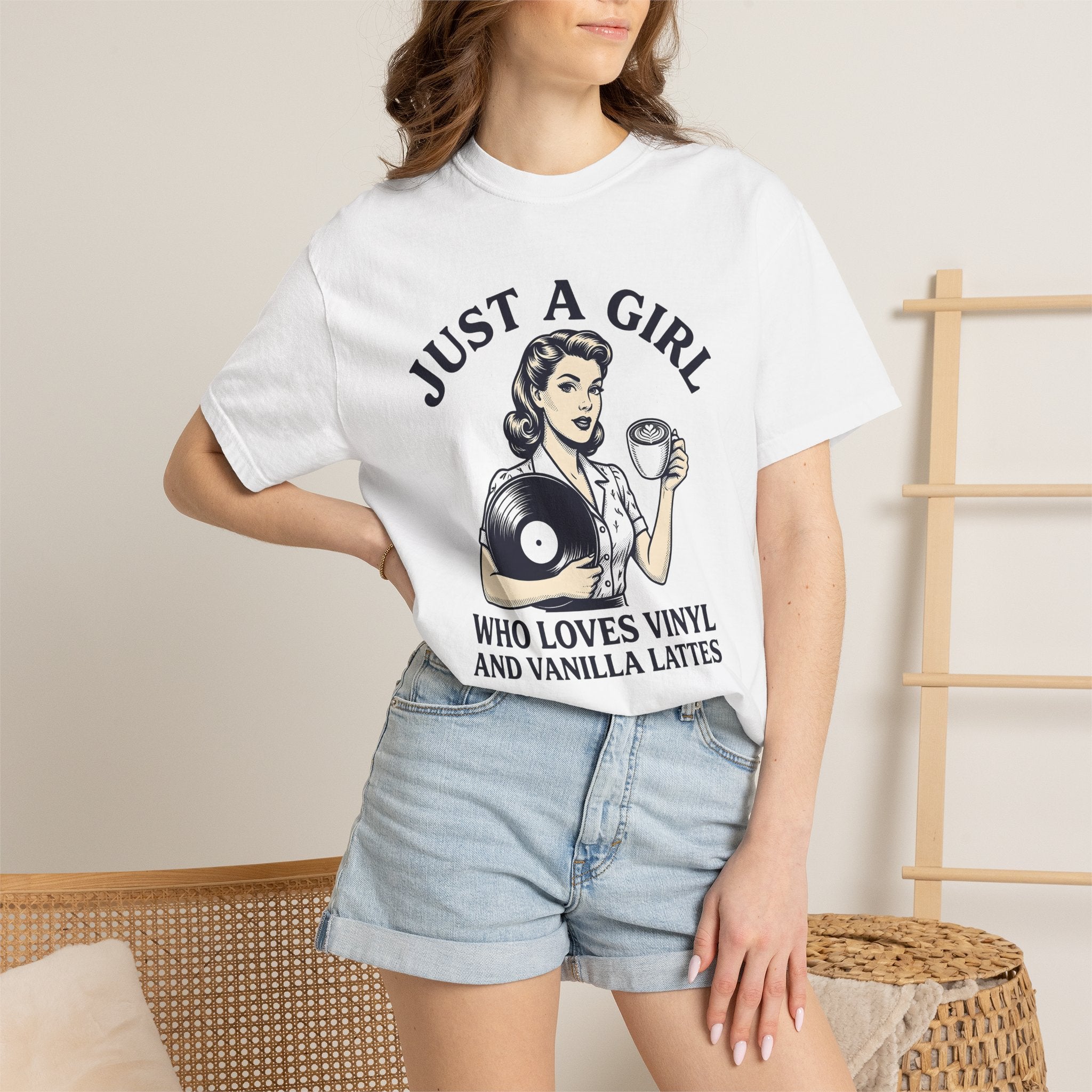 Nostalgic Female Coffee Disc Shirt Coffee Tunes Gift Women Antique Tee Coffee Saucer T-Shirt Java Fan Vintage Tshirt Music Graphic Cartoon