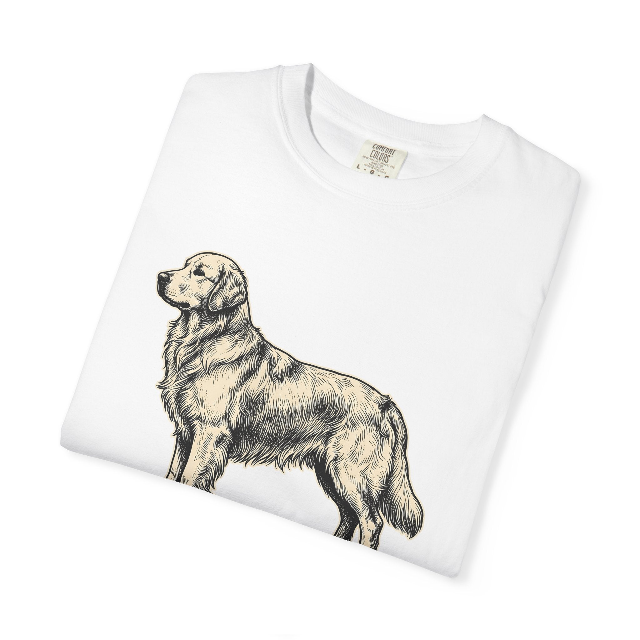 Golden Retriever Shirt Dog Pets Gift Women Hand Drawn Tee Retriever T-Shirt Dog Fan Puppy Tshirt Animal Graphic Cartoon Coat Detail Tshirt