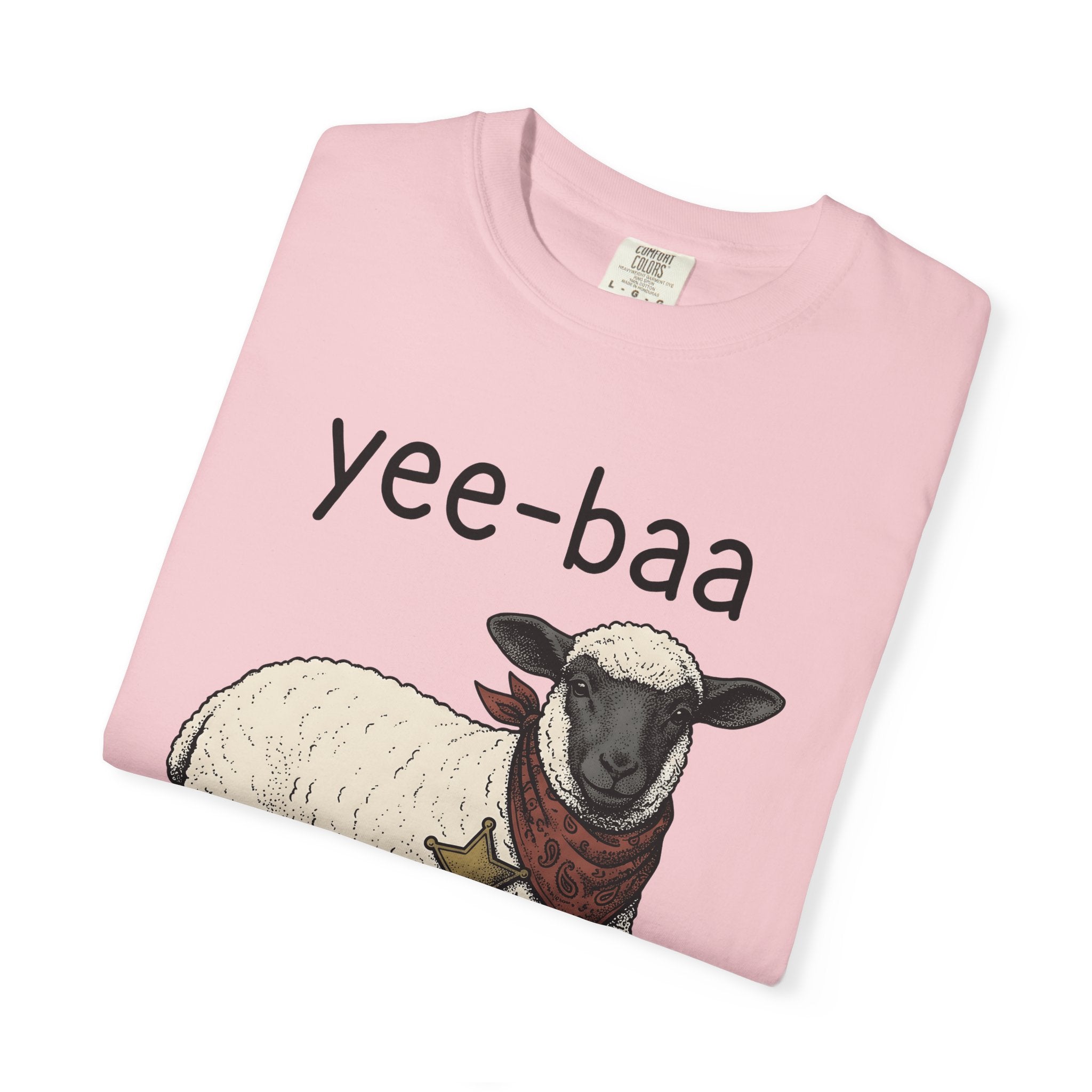 Cowboy Sheep Shirt Easter Animal Gift Women Vintage Tee Ram T-Shirt Easter Fan Creature Graphic Tshirt Hand Drawn Sheriff Badge Tshirt