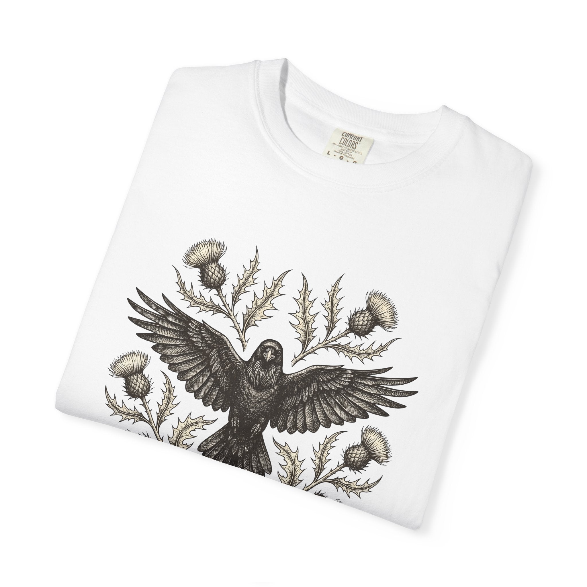 Crow Shirt Cottagecore Plants Gift Women Line Art Tee Raven T-Shirt Cottage Enthusiast Illustration Graphic Floral Cartoon Bloom Tshirt