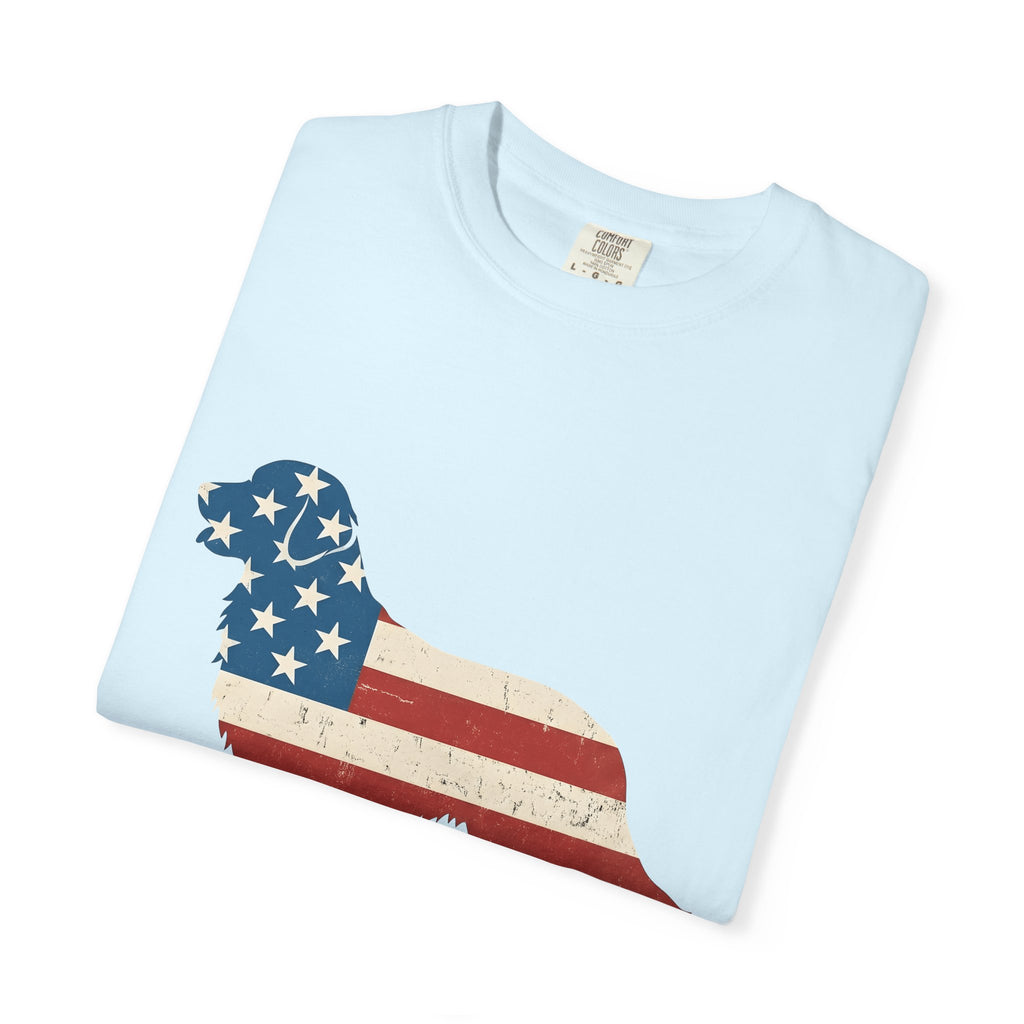 Golden Retriever Shirt America Animals Gift Women Hand Drawn Tee Retriever T-Shirt Patriot Fan Illustrated Tshirt Creature Graphic Sketch