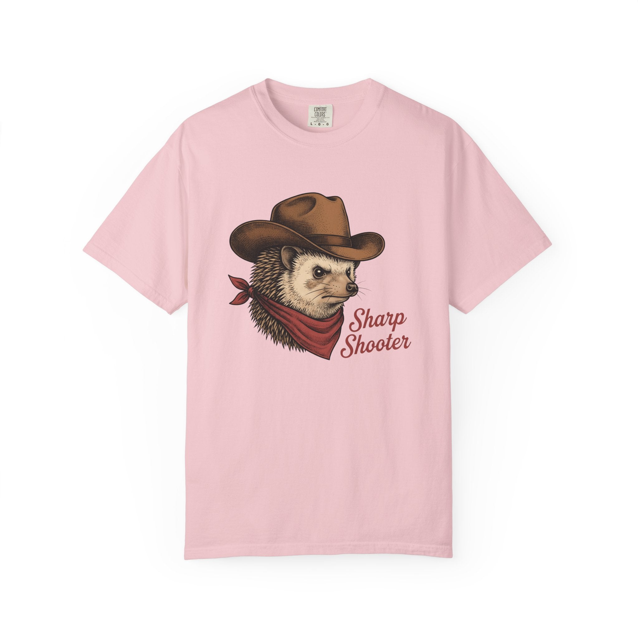 Cowboy Hedgehog Shirt Funny Animal Gift Women Vintage Tee Hedgehog T-Shirt Humor Fan Retro Tshirt Creature Graphic Hand Drawn Bandana Tshirt