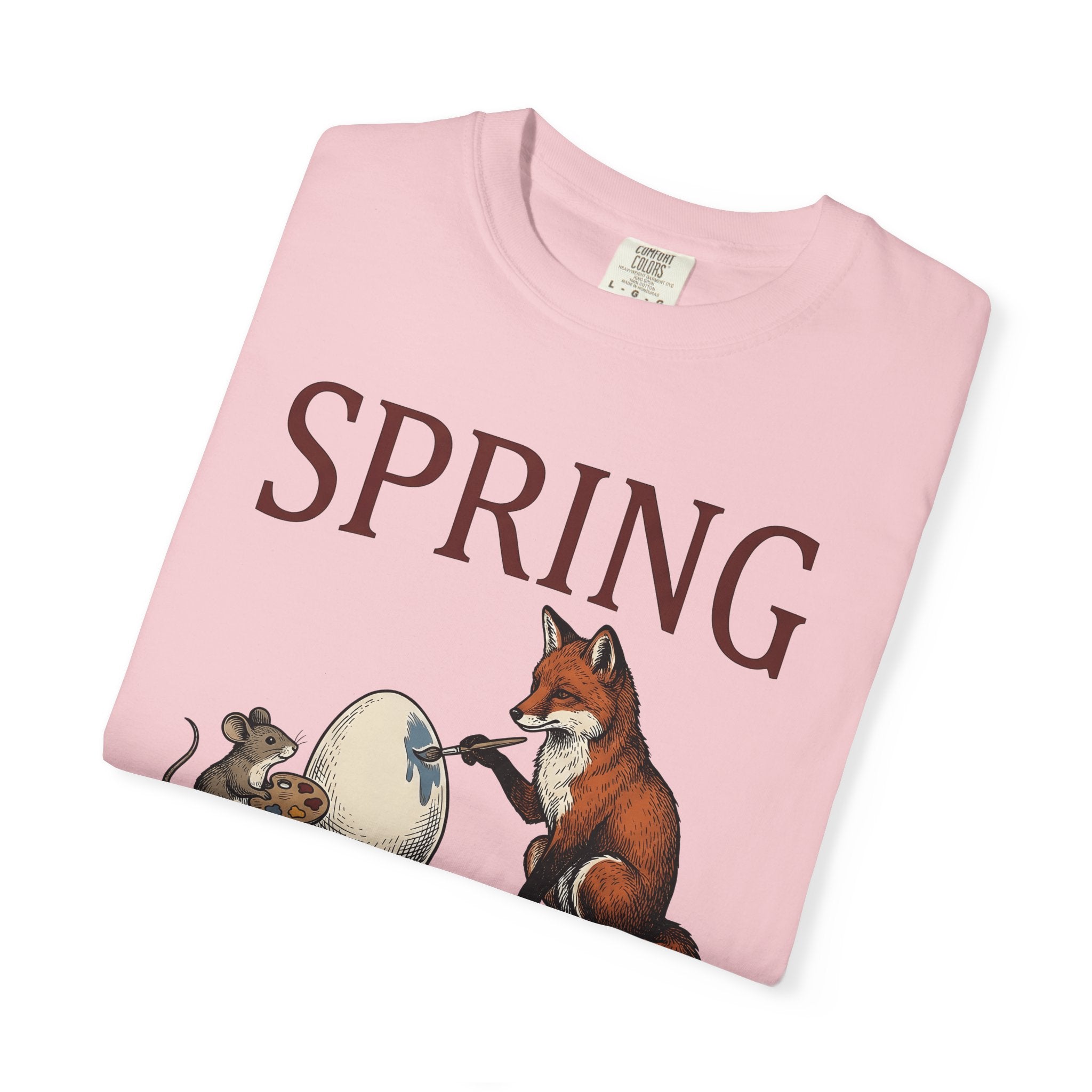 Fox Rodent Egg Shirt Easter Fauna Gift Women Classic Tee Vixen T-Shirt Easter Fan Retro Tshirt Wildlife Graphic Line Art Paint Brush Tshirt