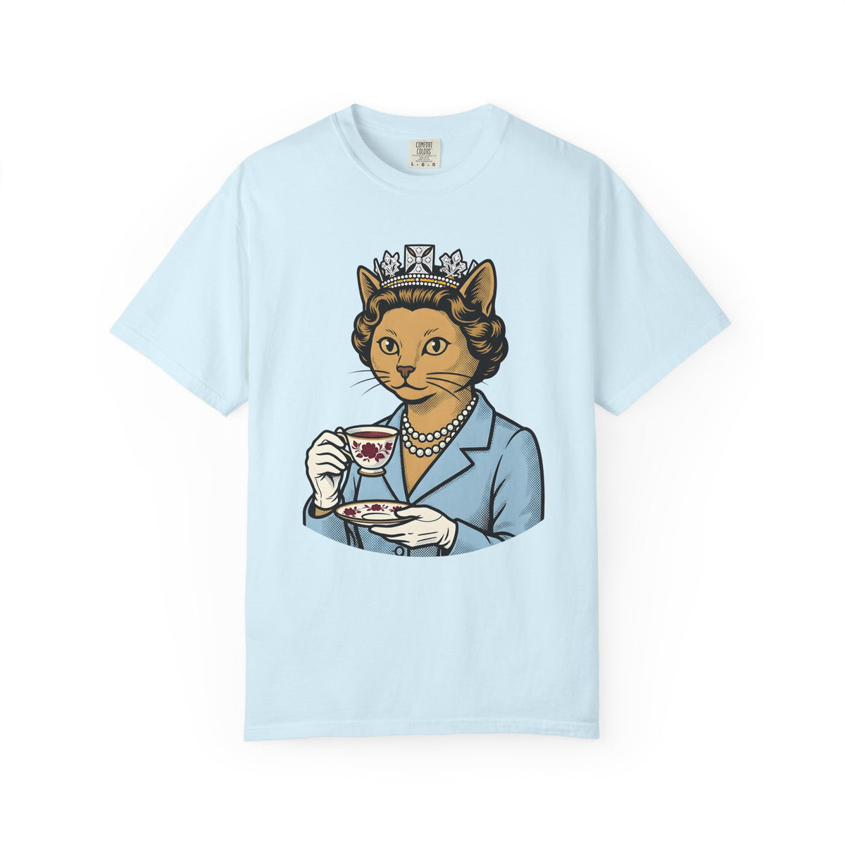 Princess Cat Shirt Cat Comedy Gift Women Comic Tee Kitty Cat T-Shirt Feline Fan Cartoon Tshirt Humor Graphic Hand Drawn Teapot Tshirt