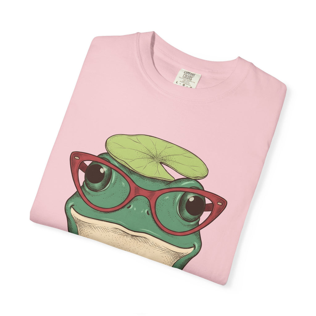 Amphibian Glasses Shirt Frog Nature Gift Women Cartoon Tee Specs T-Shirt Toad Fan Eyewear Tshirt Environmental Graphic Line Art Water Lily