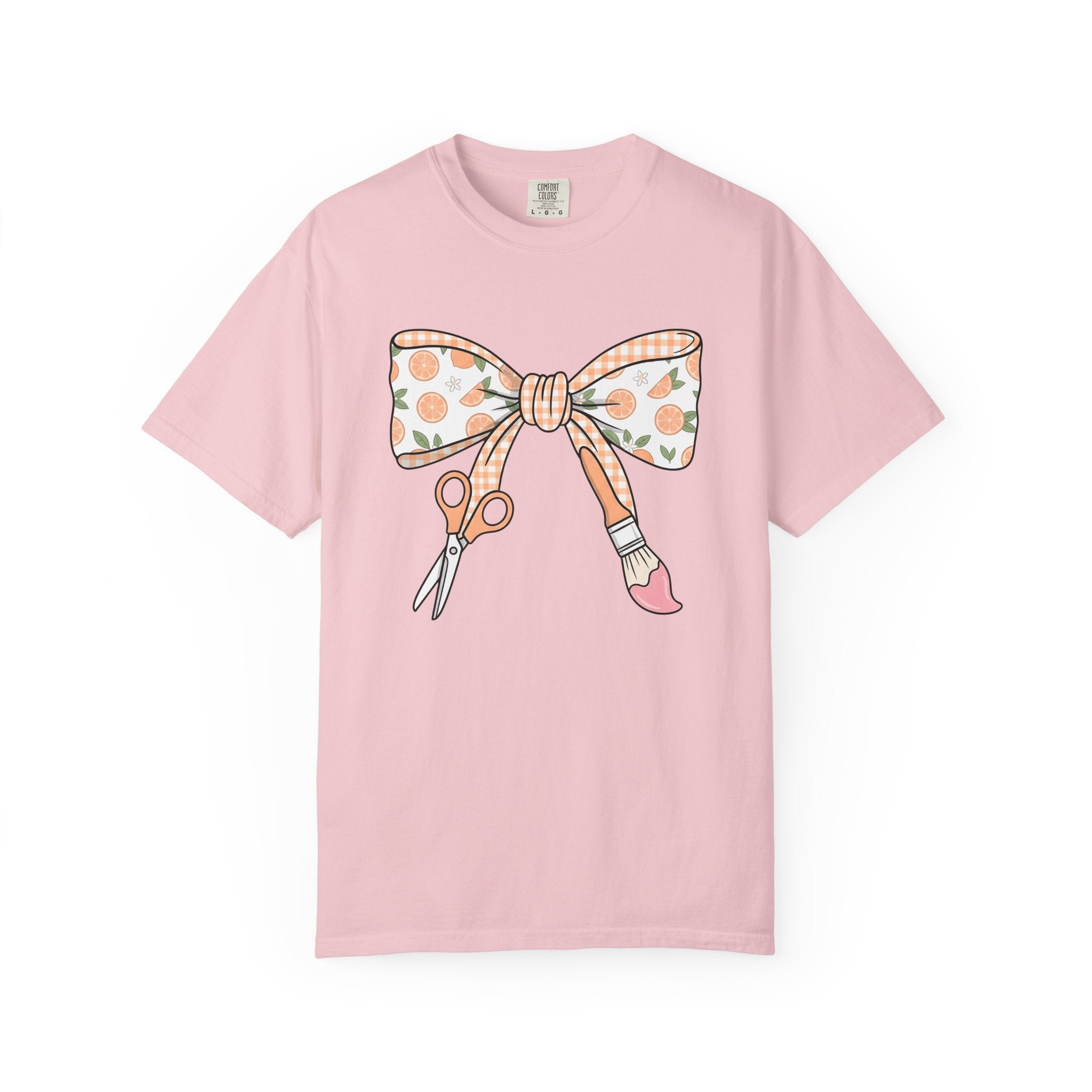 Bow Shears Paint Brush Shirt Teachers Crafting Gift Women Sweet Tee Art Supplies T-Shirt Educator Enthusiast Cute Tshirt Crafting Graphic