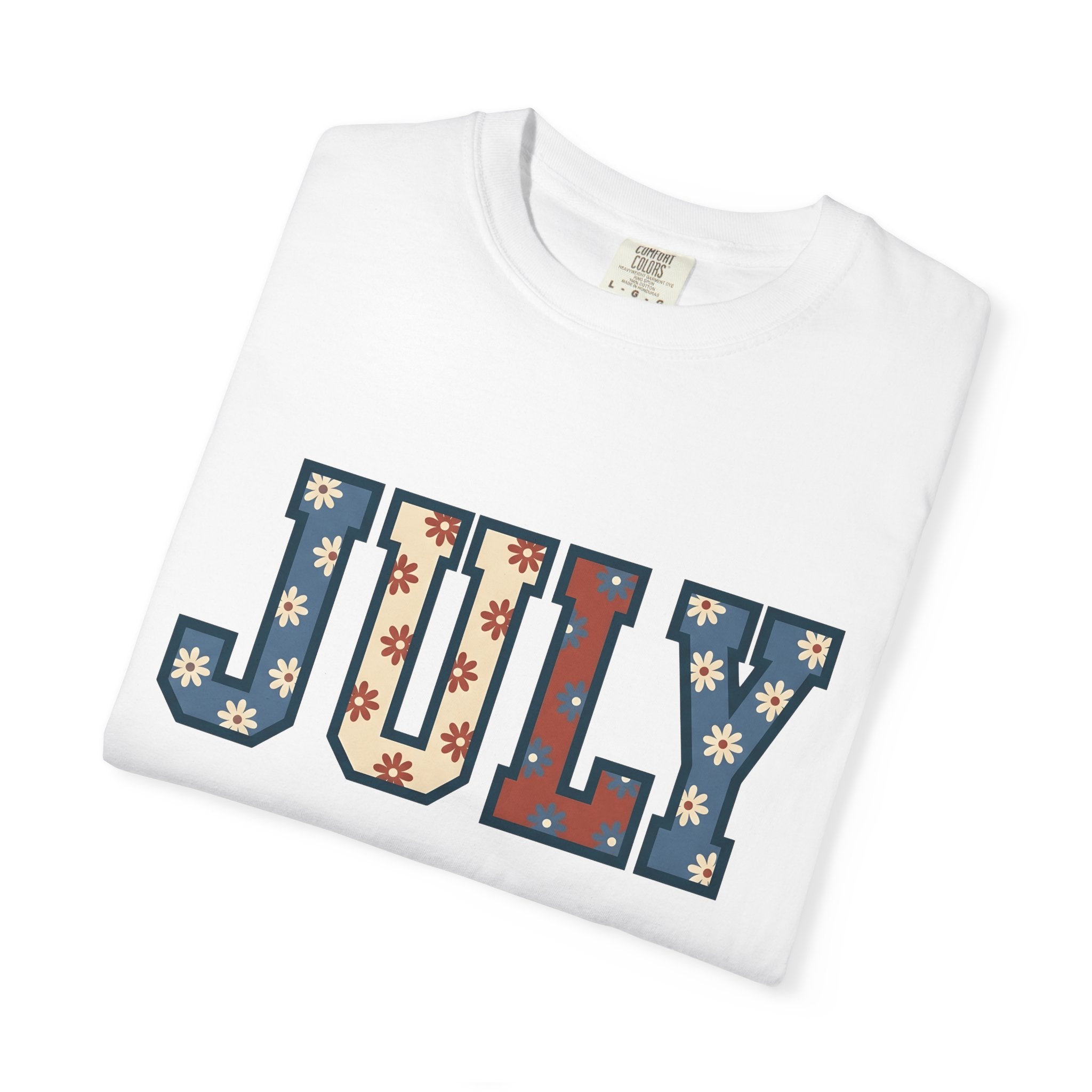 Block Type Shirt 4th Of July Travel Gift Women Vintage Tee Typeface T-Shirt Independence Fan Retro Tshirt Adventure Graphic Rustic Daisies