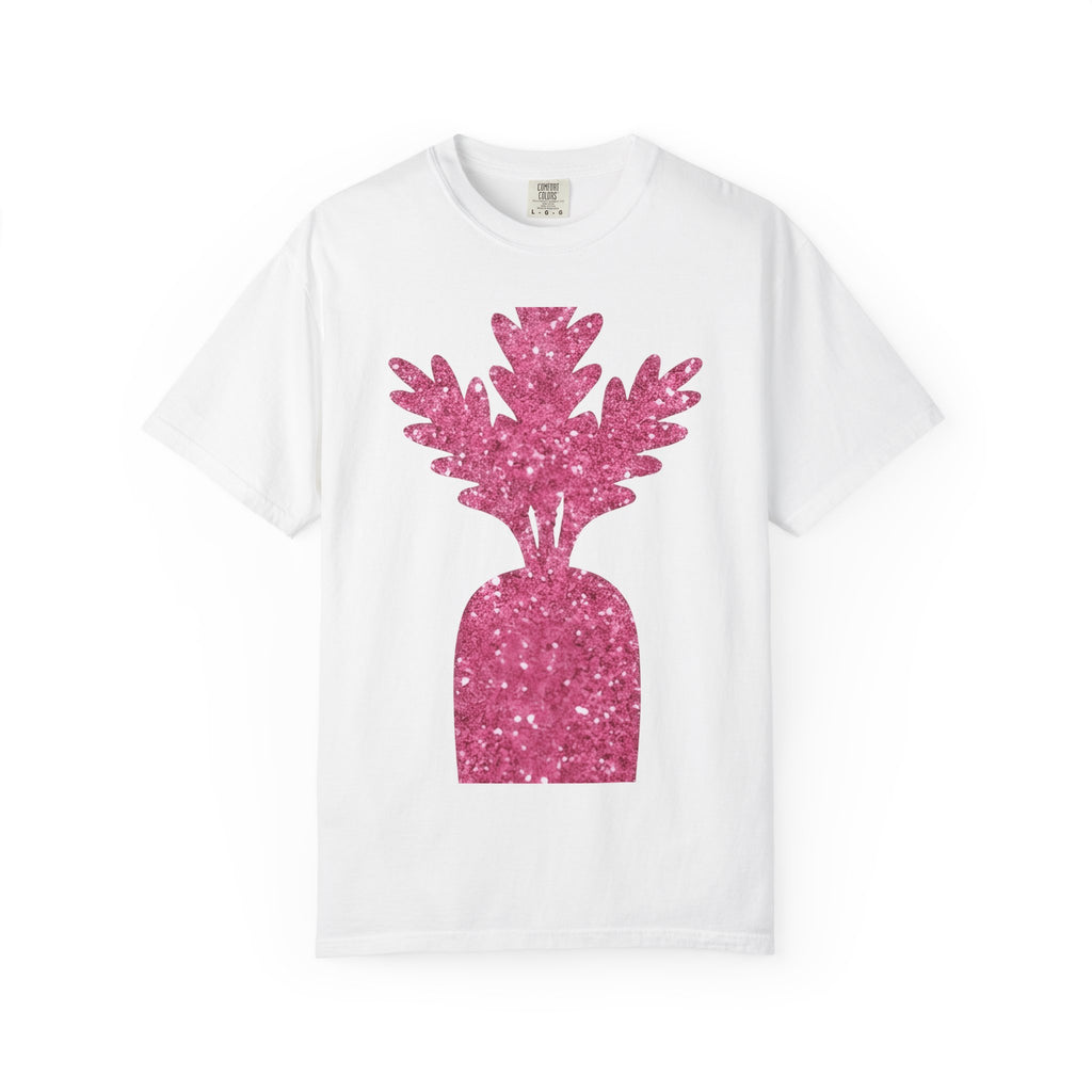 Shiny Carrot Shirt Easter Flowers Gift Women Glitter Tee Carrot T-Shirt Bunny Fan Orange Tshirt Floral Graphic Simple Rose Design Tshirt