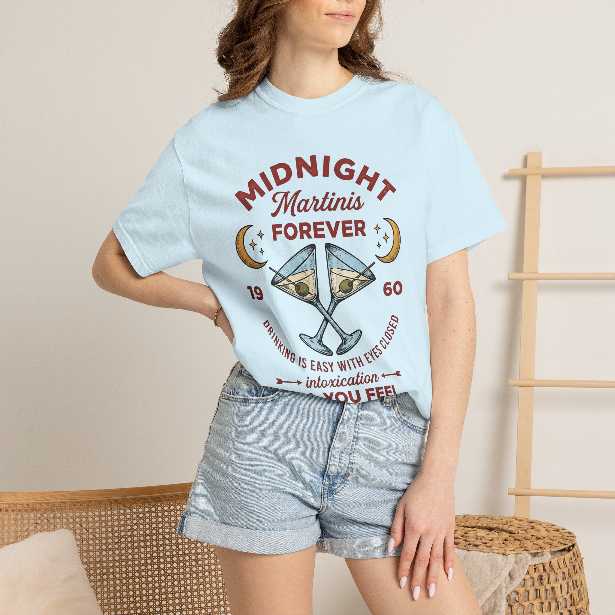 Martini Glass Shirt Drinks Event Gift Women Antique Tee Cocktail T-Shirt Cocktail Fan Party Graphic Illustration Doodle Moon Phases Tshirt
