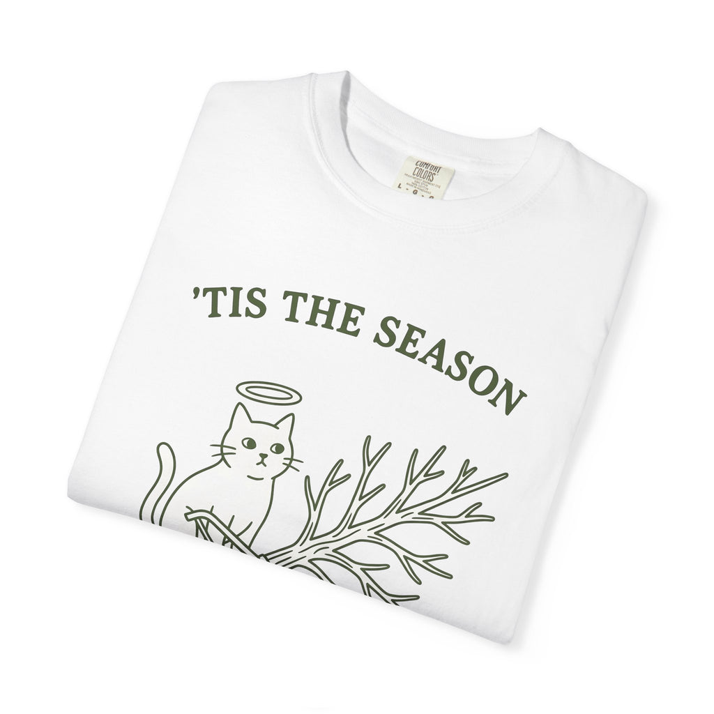 Kitty Tree Shirt Christmas Pet Shop Gift Women Cartoon Tee Cat Tree T-Shirt Xmas Fan Cat Tower Tshirt Store Graphic Sleek Glow Tshirt