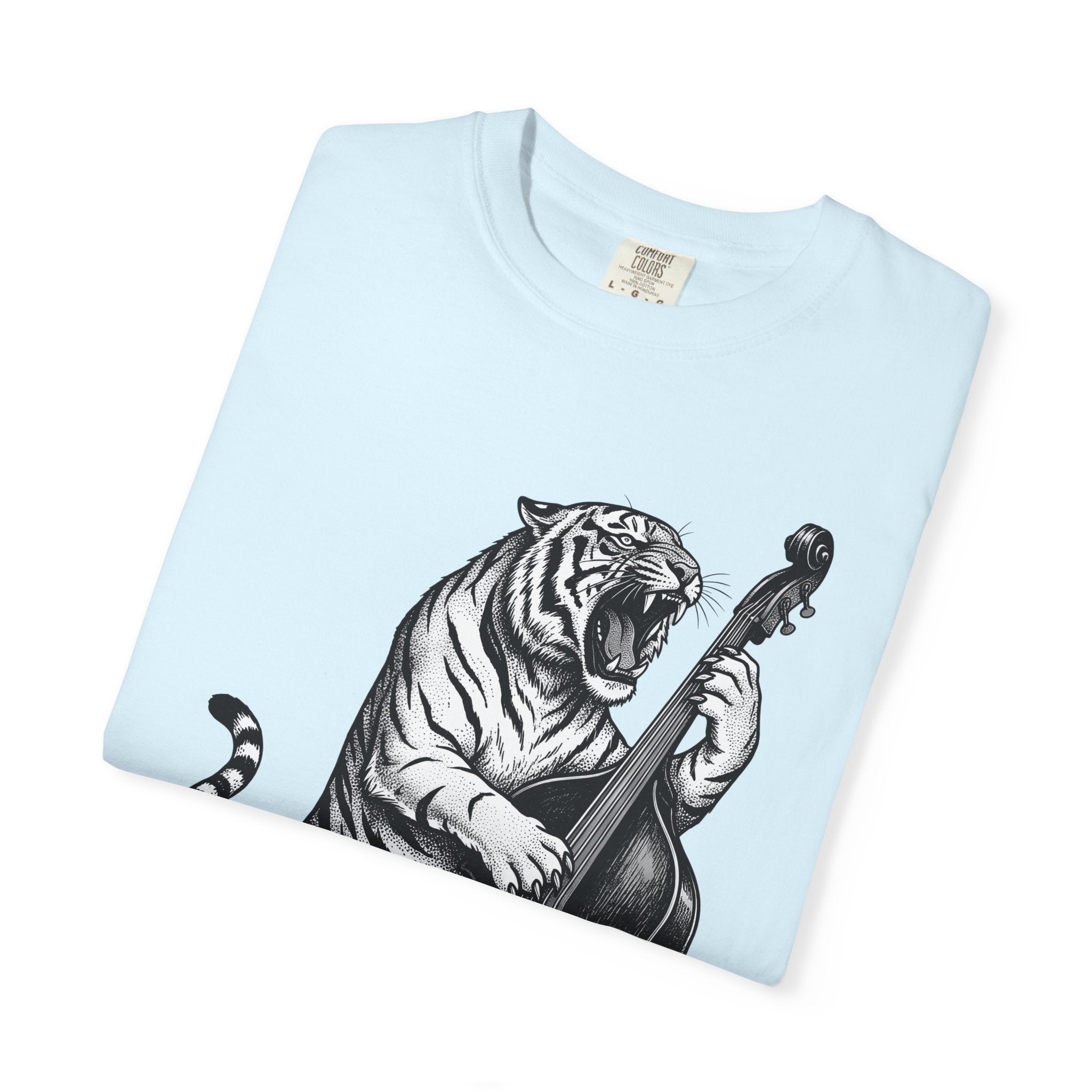 Tiger Double Bass Shirt Funny Sound Gift Women Illustrative Tee Double Bass T-Shirt Humor Fan Artistic Tshirt Audio Graphic Classic Creature