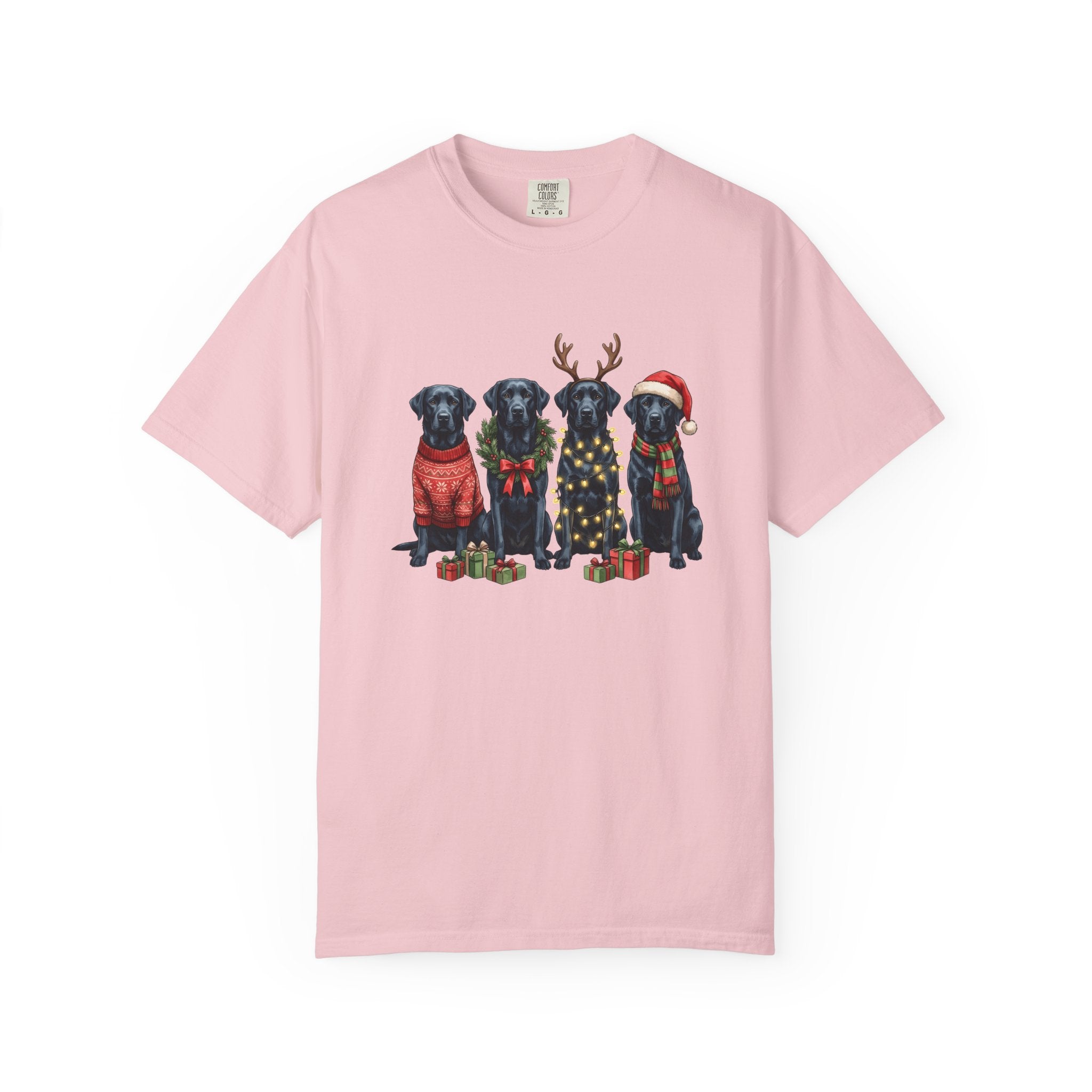 Black Labrador Dogs Shirt Dog Christmas Gift Women Hand Drawn Tee Labrador T-Shirt Dog Fan Illustrated Design Christmas Graphic Tshirt