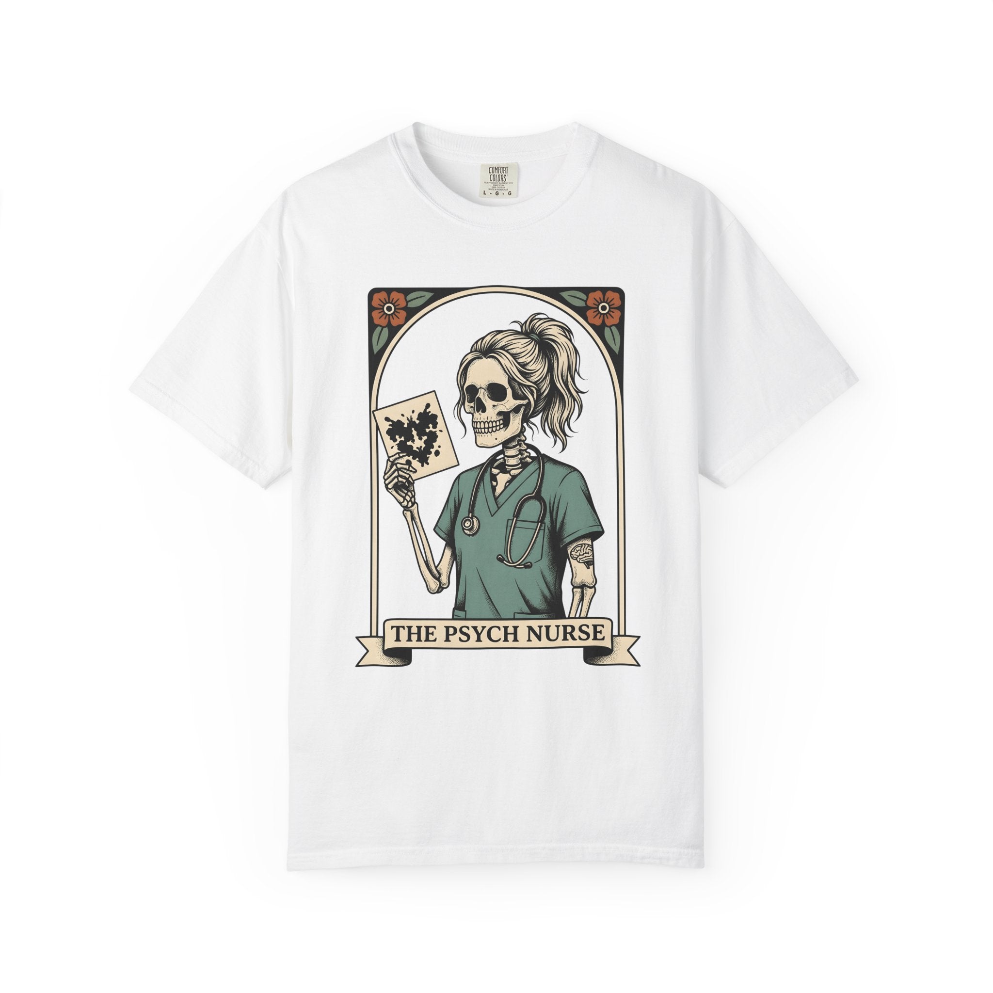 Skull Nurse Shirt Nurse Healthcare Gift Women Traditional Tee Skull T-Shirt Nursing Enthusiast Classic Tshirt Medical Graphic Retro Ink
