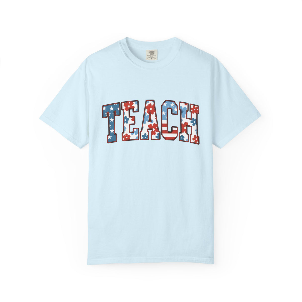 Patriotic Floral Text Shirt America Teacher Unisex Gift Bold Tee Floral