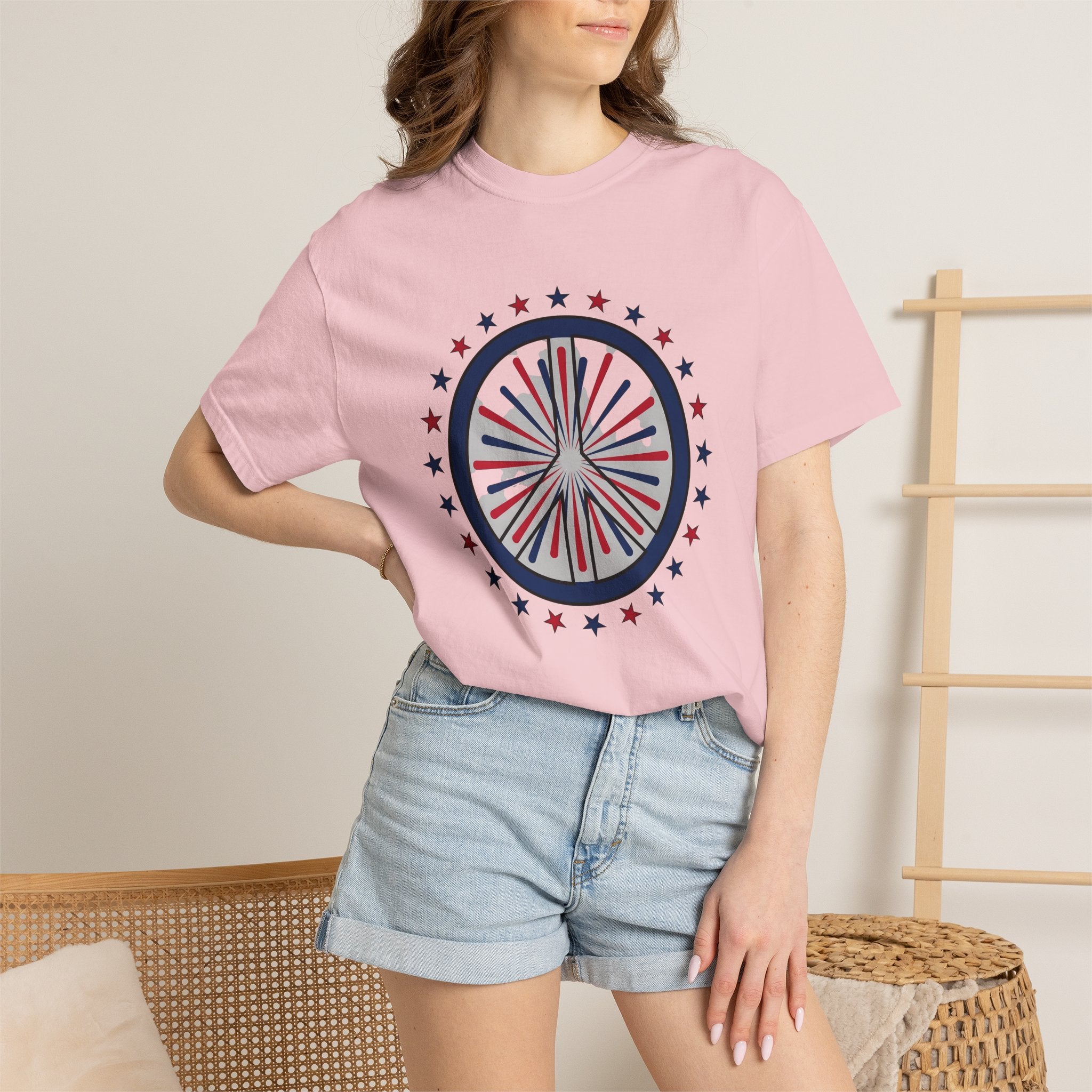Peace Symbol Shirt 4th Of July Celebration Gift Women Retro Tee Peace Sign T-Shirt Fireworks Fan Vintage Tshirt Party Graphic Sketch Star