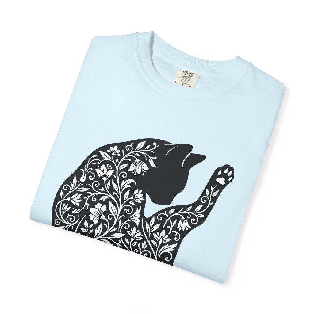 Flower Cat Shirt Cat Outdoors Gift Women Hippie Tee Kitty T-Shirt Cat Fan Boho Tshirt Nature Graphic Simple Slug Tshirt