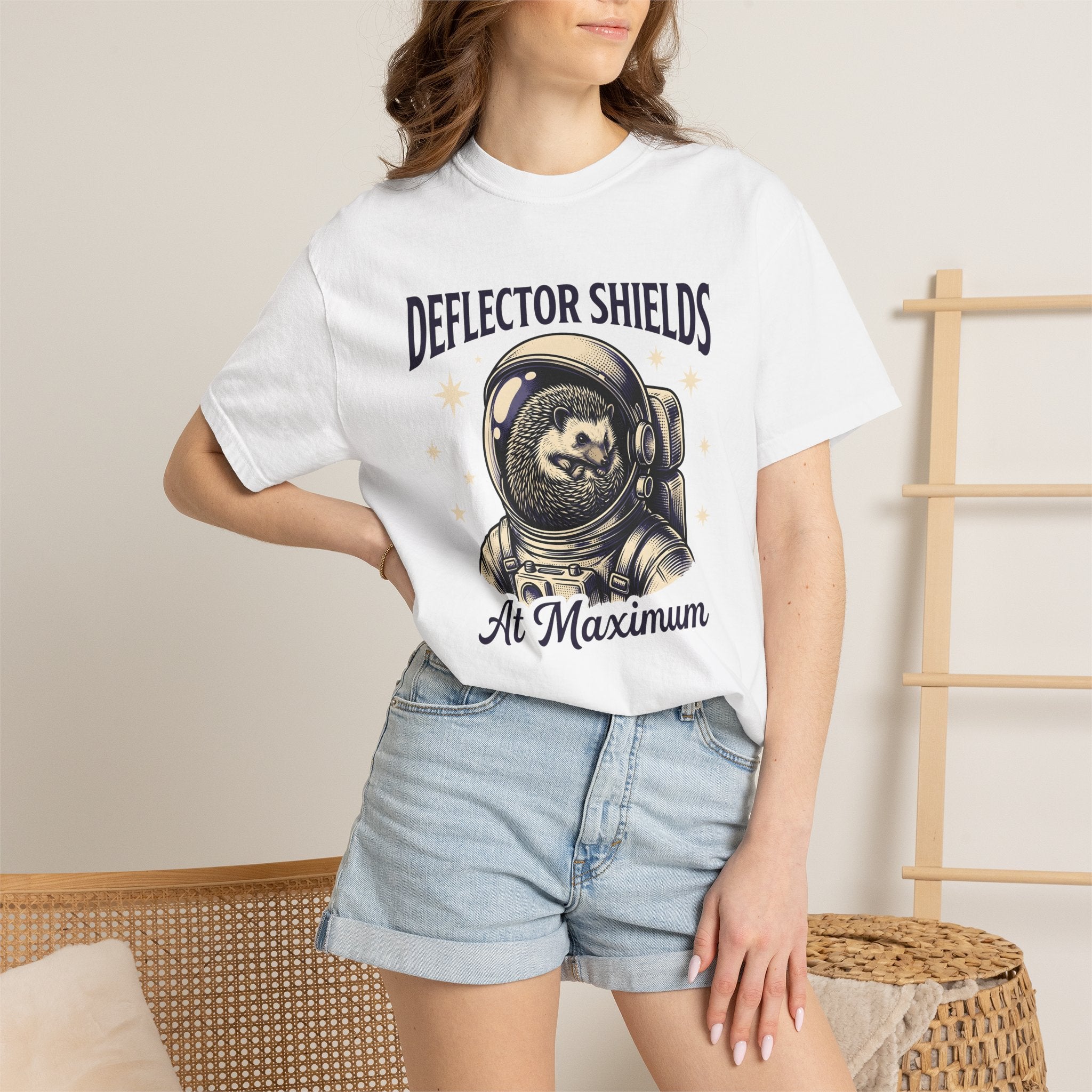 Hedgehog Astronaut Shirt Funny Animal Gift Women Retro Tee Porcupine T-Shirt Humor Fan Retrostyle Tshirt Creature Graphic Vintage Stars