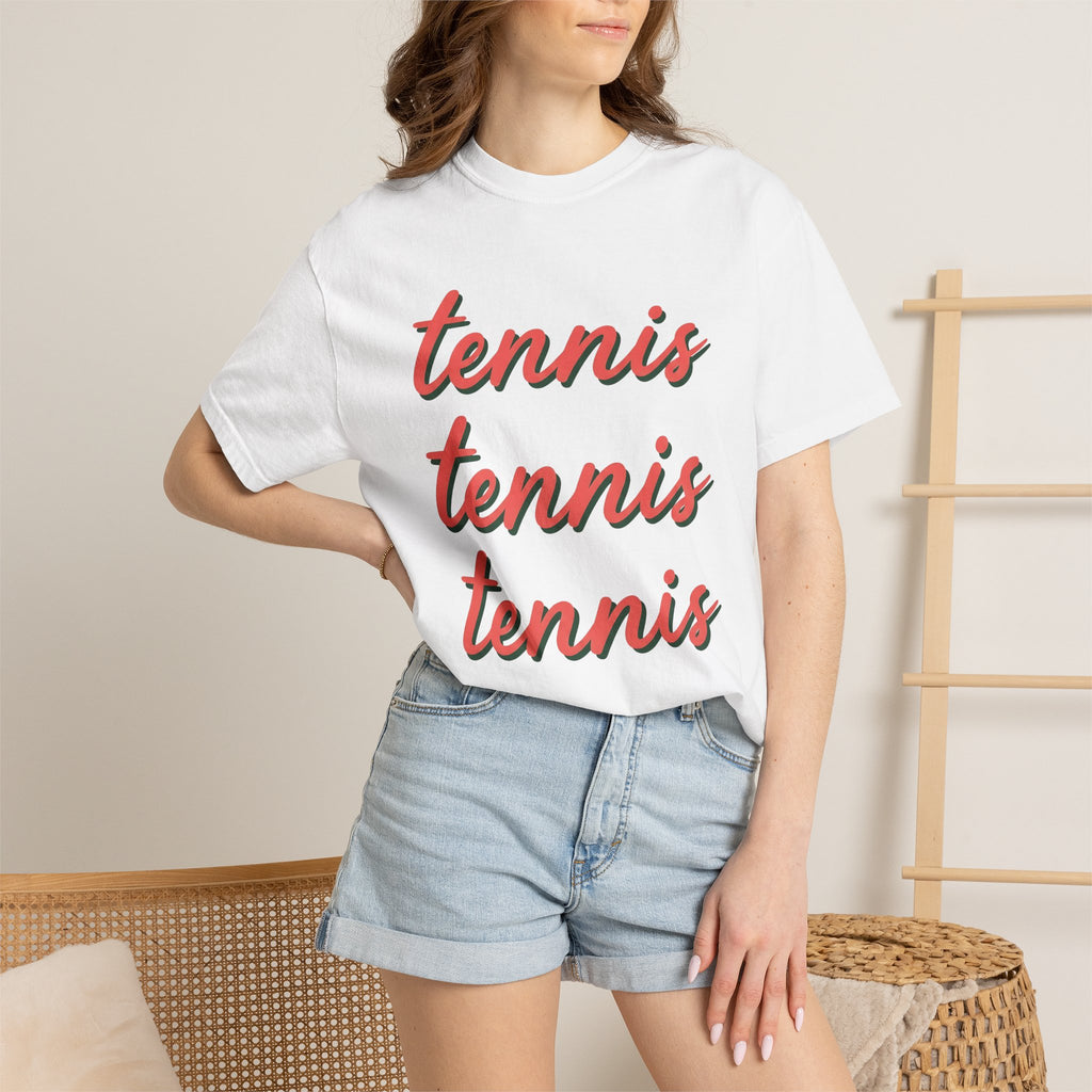Tennis Font Shirt Tennis Player Gift Women Old School Tee Typography T-Shirt Tennis Fan Vintage Tshirt Athlete Graphic Basic Multi-Layer